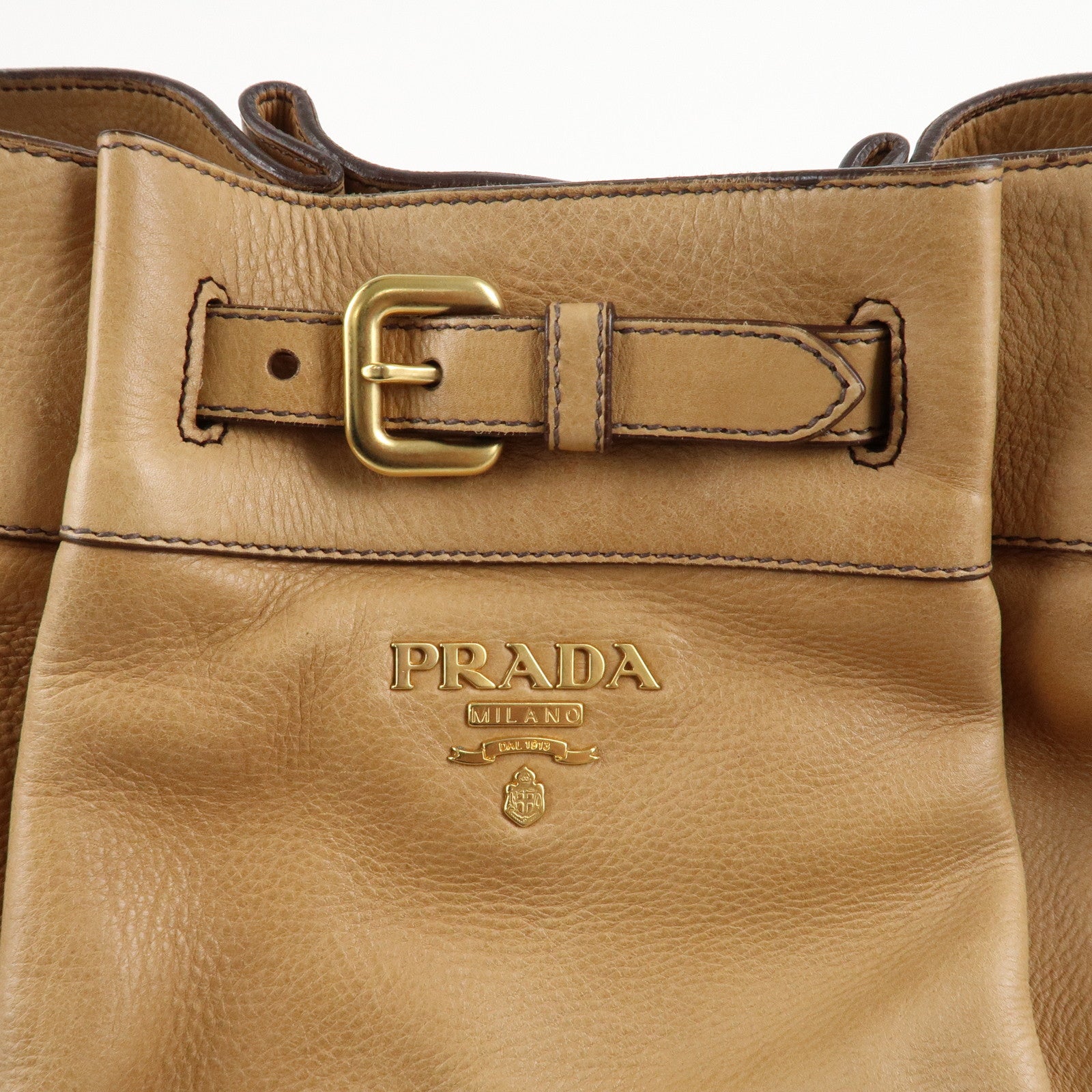 PRADA Leather One Shoulder Bag Brown