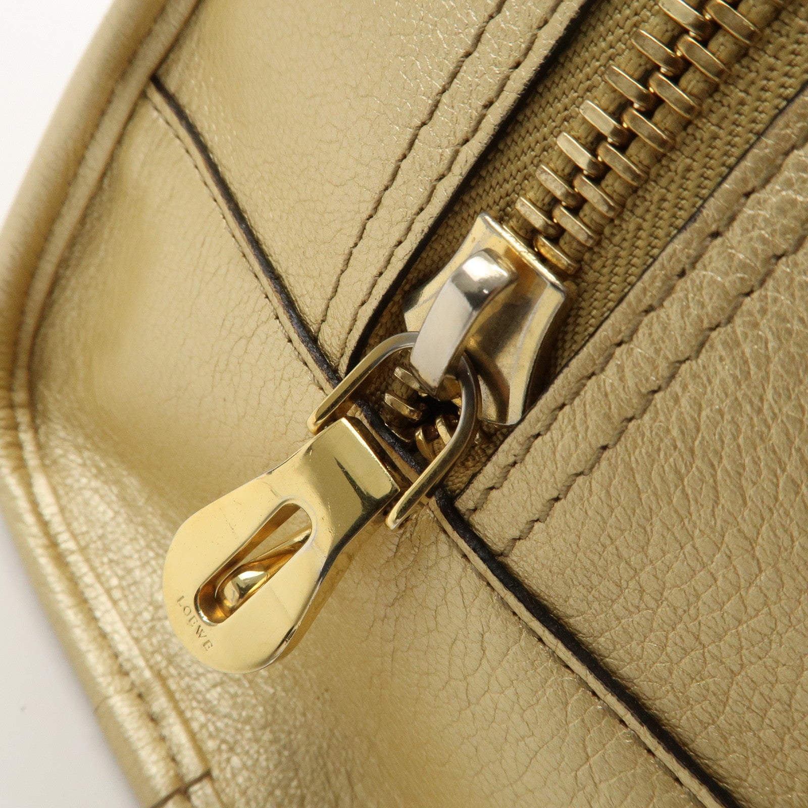 LOEWE Anagram Leather Amazona 28 Hand Bag Gold