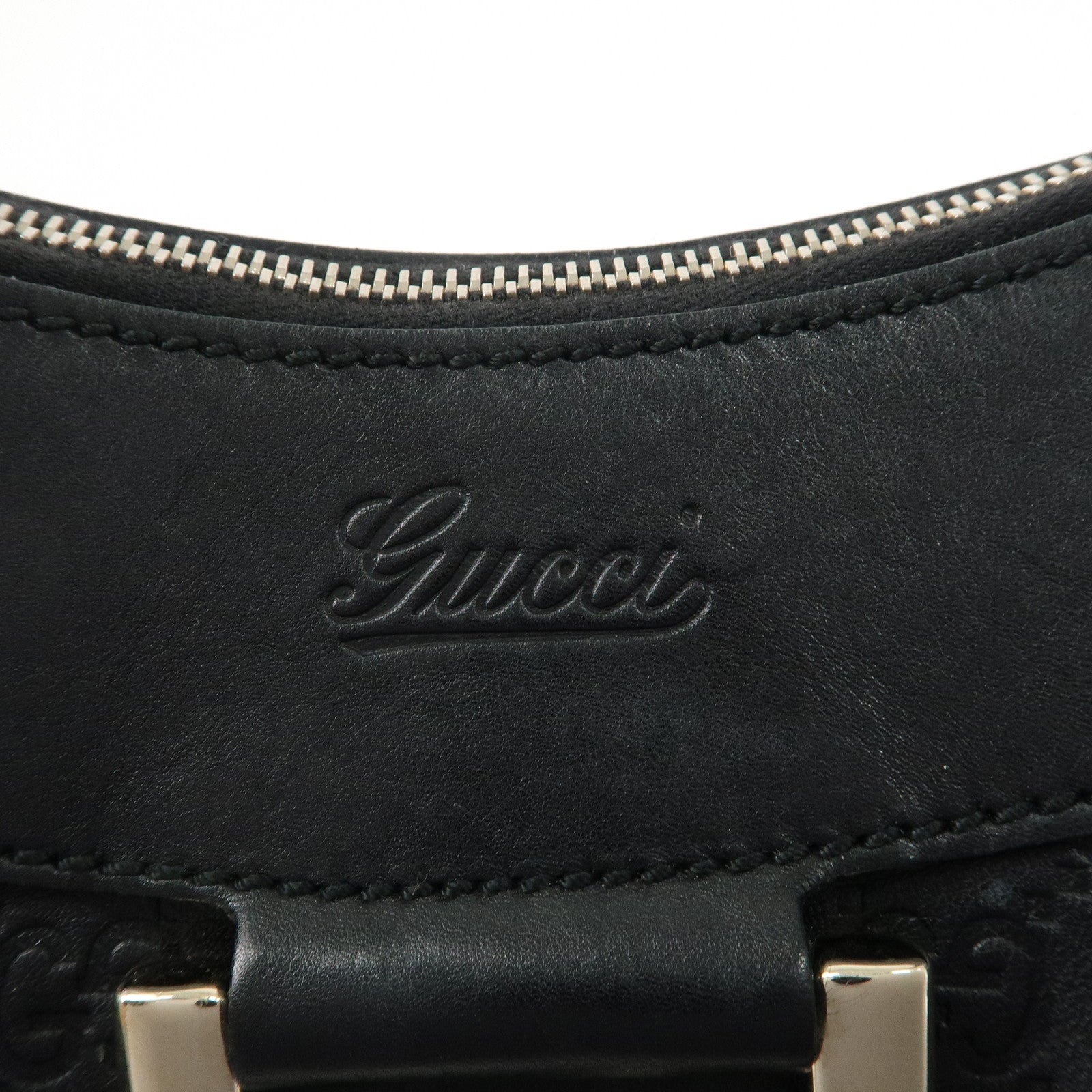 GUCCI Abbey Guccissima Leather Shoulder Bag Black Gold 189833