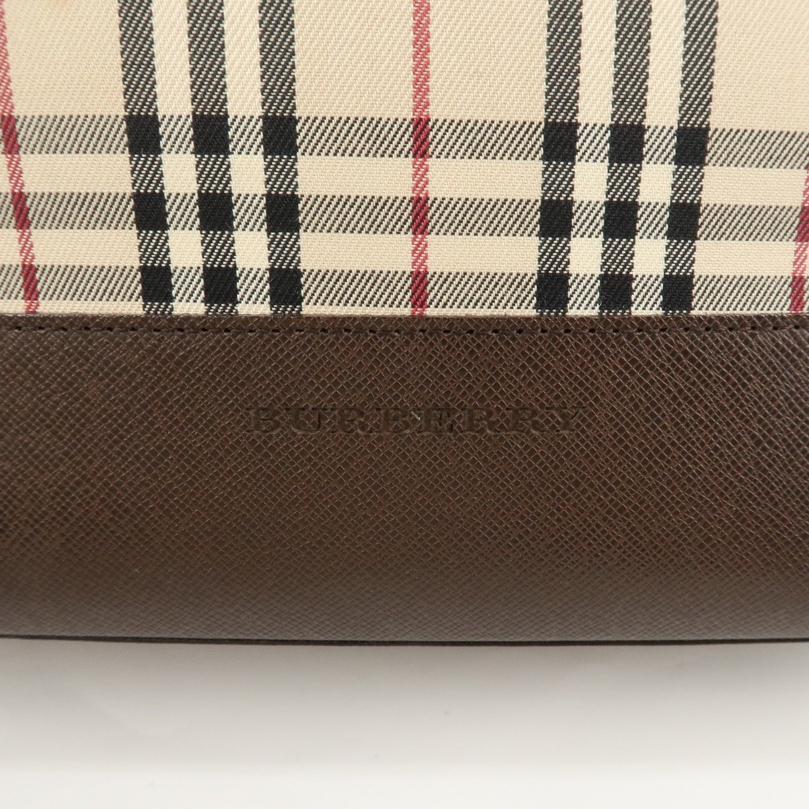 BURBERRY Canvas Leather Nova Plaid Semi Shoulder Bag