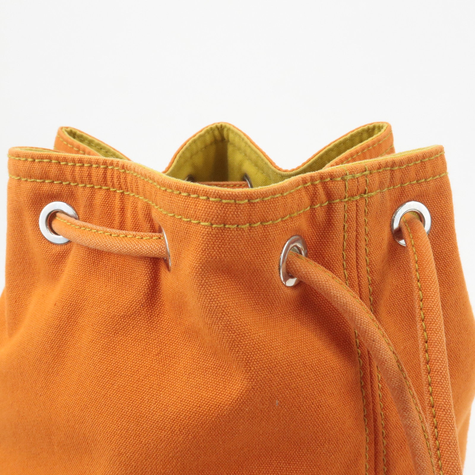 HERMES Canvas Leather Porochon Mimil GM Drawstring Backpack