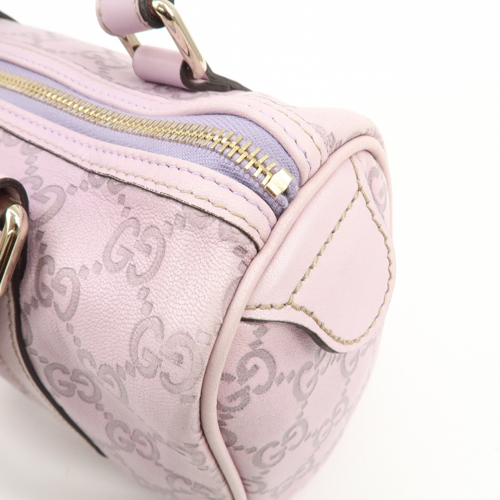 GUCCI Guccissima Leather Mini Boston Bag Light Purple 193604 Used