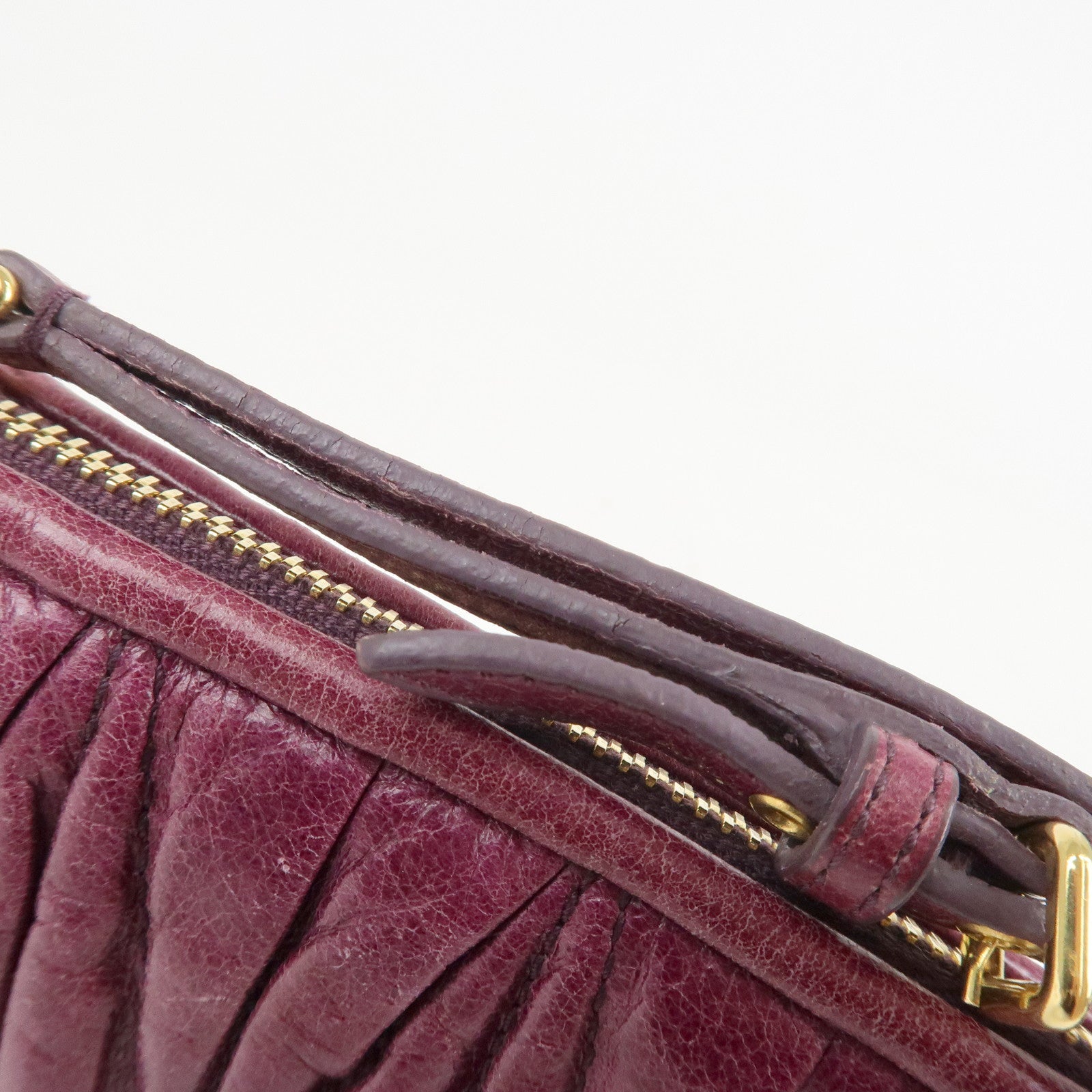 MIU MIU Matelasse Leather Pouch Clutch Bag Second Bag Purple Used