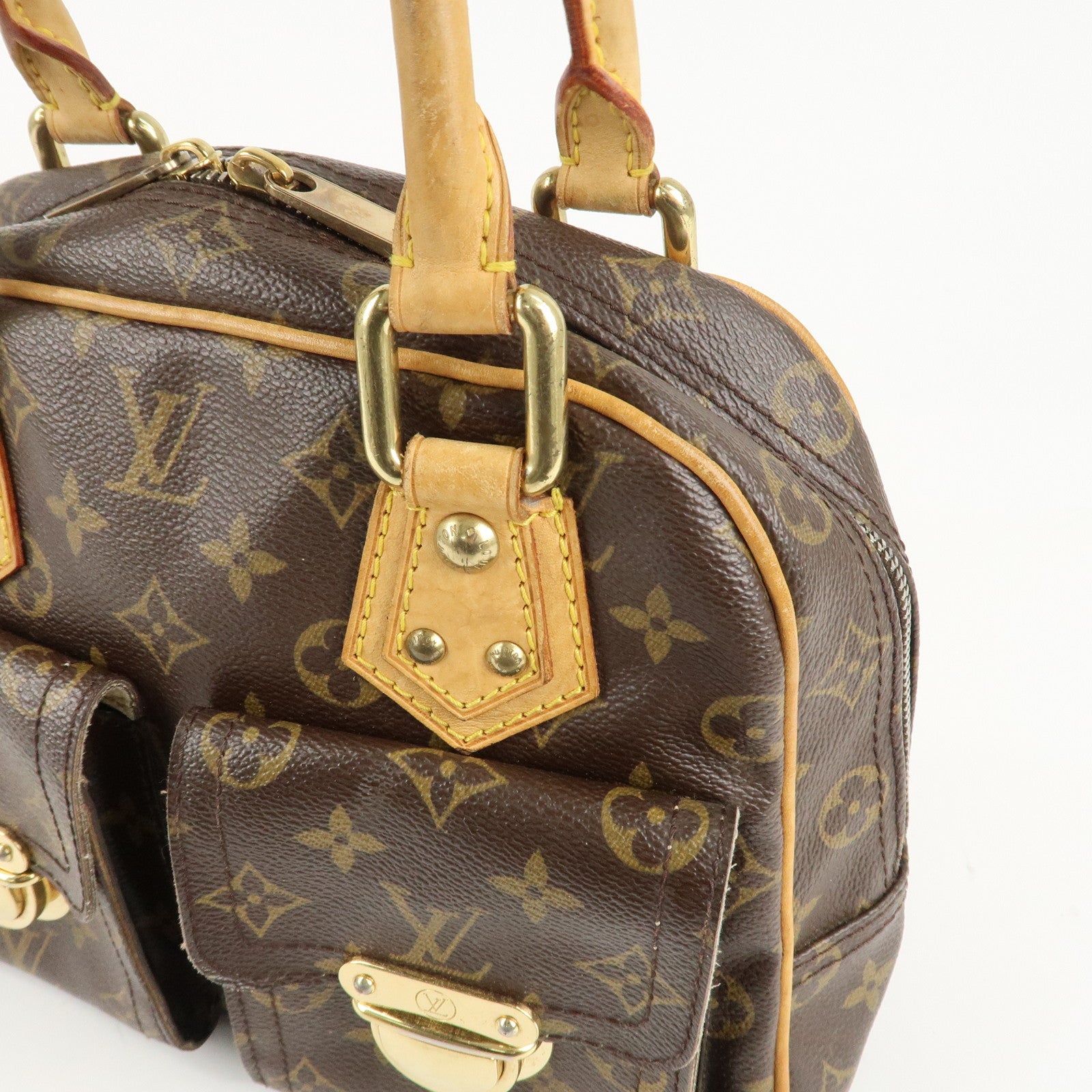 Louis Vuitton Monogram Manhattan PM Hand Bag Brown M40026 Used