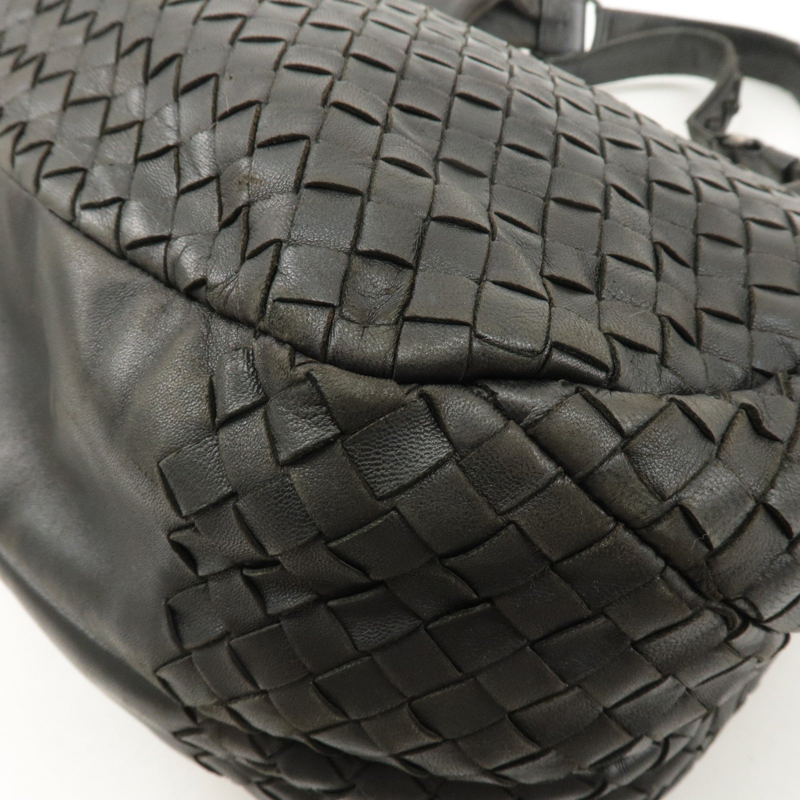 BOTTEGA VENETA Intrecciato Leather Shoulder Bag Dark Gray 125787