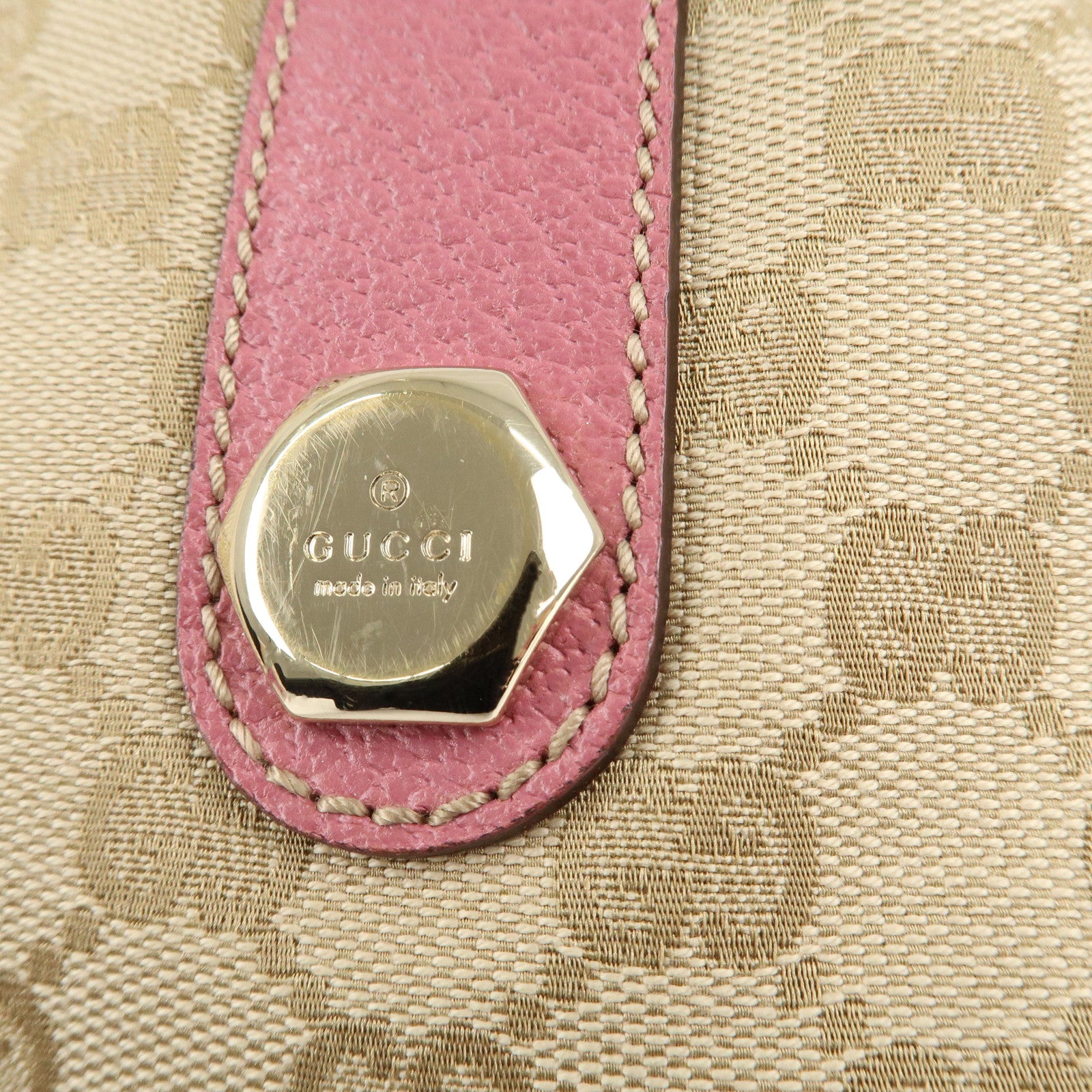 GUCCI GG Canvas Leather Mini Boston Bag Beige Pink 152457