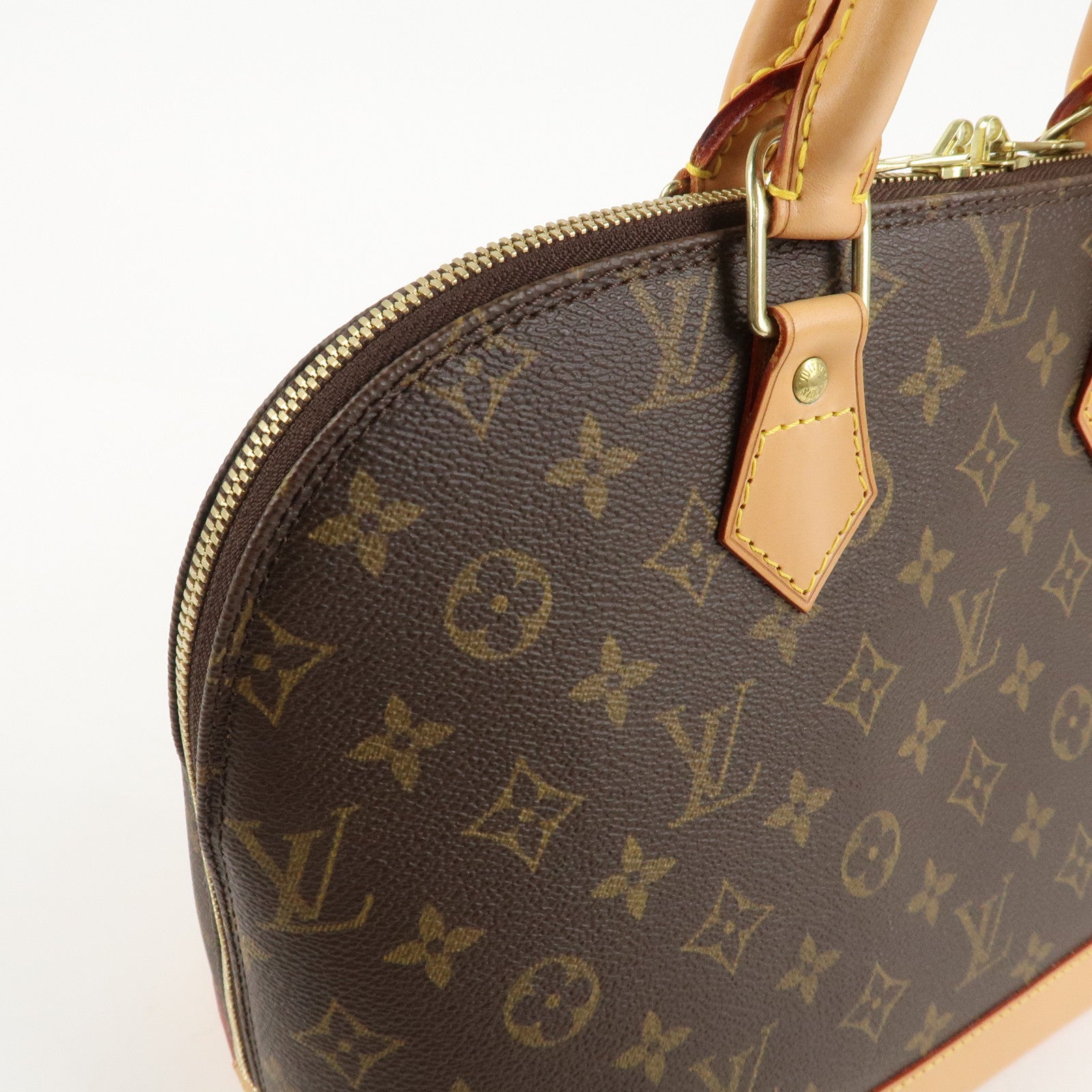 Louis Vuitton Monogram Alma Hand Bag Brown Gold Hardware M51130