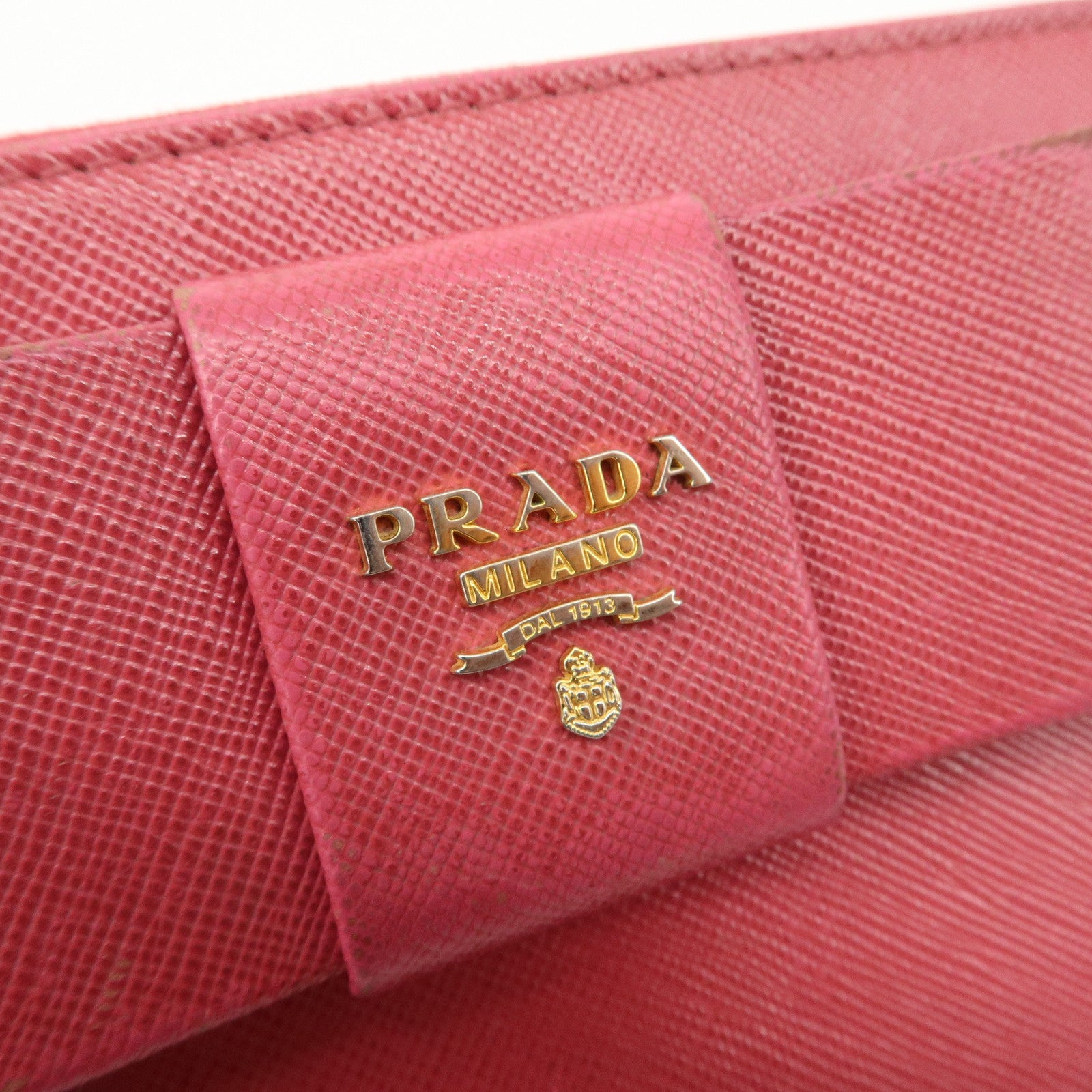 PRADA Saffiano Leather Zip Around Long Wallet Ribbon 1M0506 Used