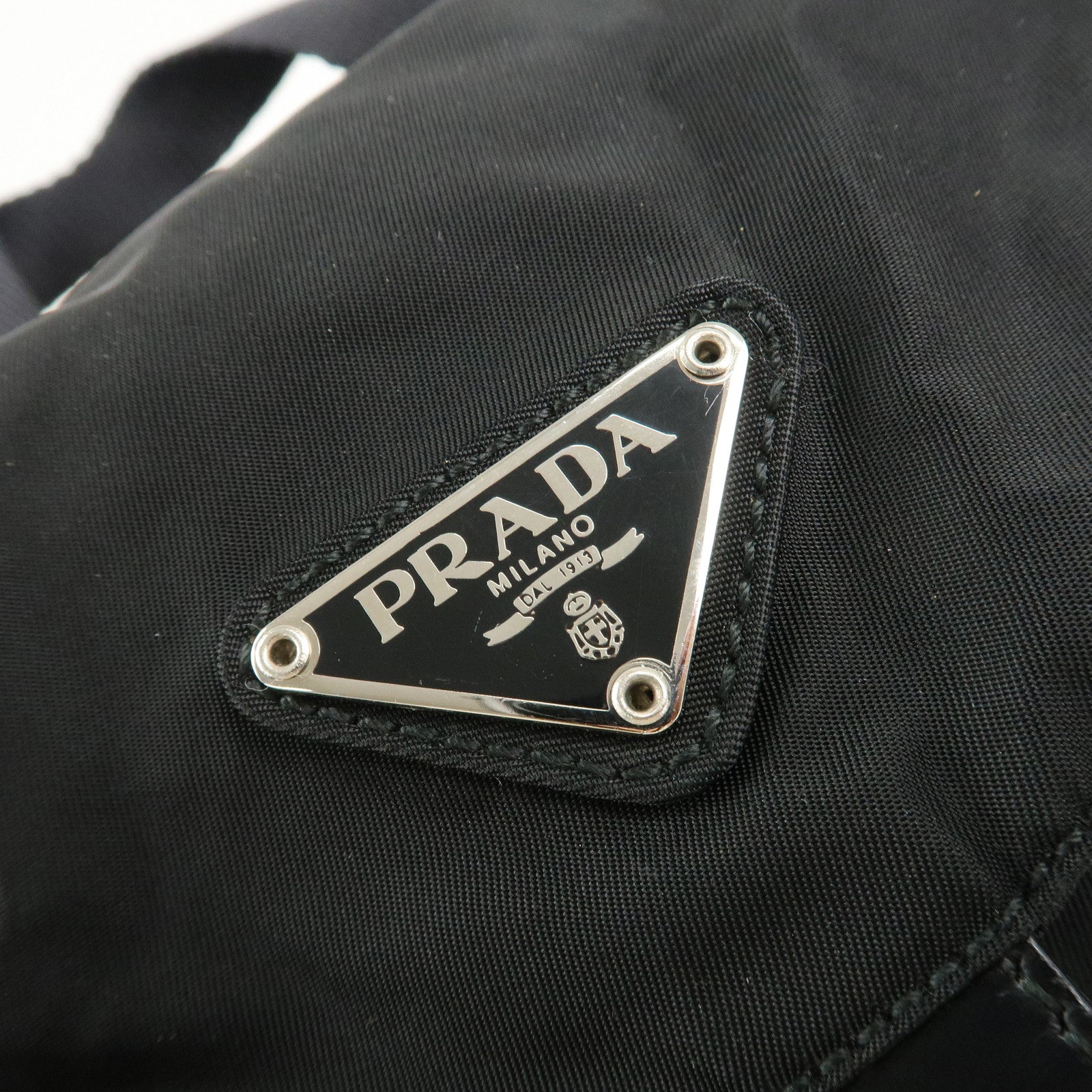 PRADA Triangle Logo Nylon Leather Back Pack Black B5885 Used