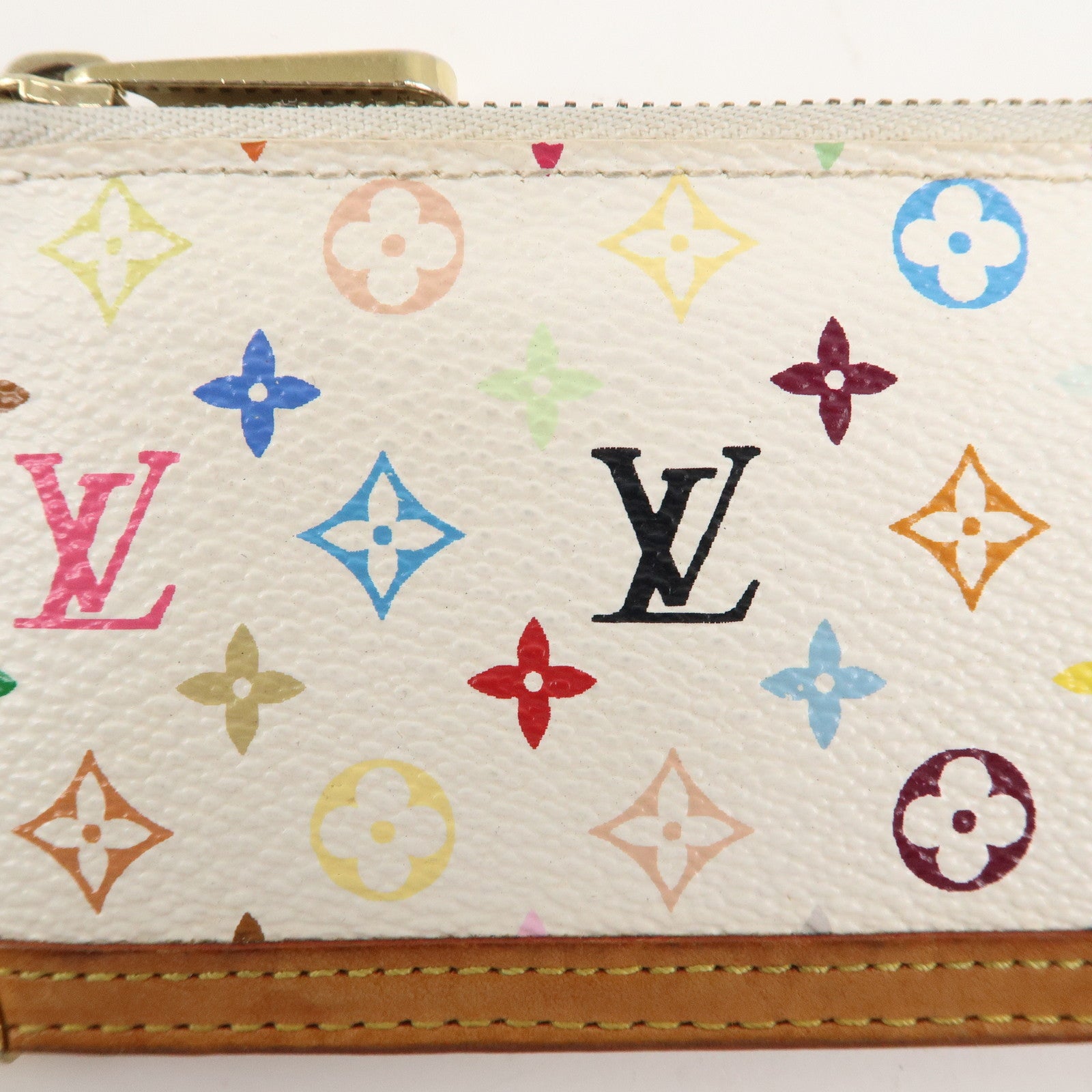 Louis Vuitton Monogram Multicolor Pochette Cles Blanc M92655