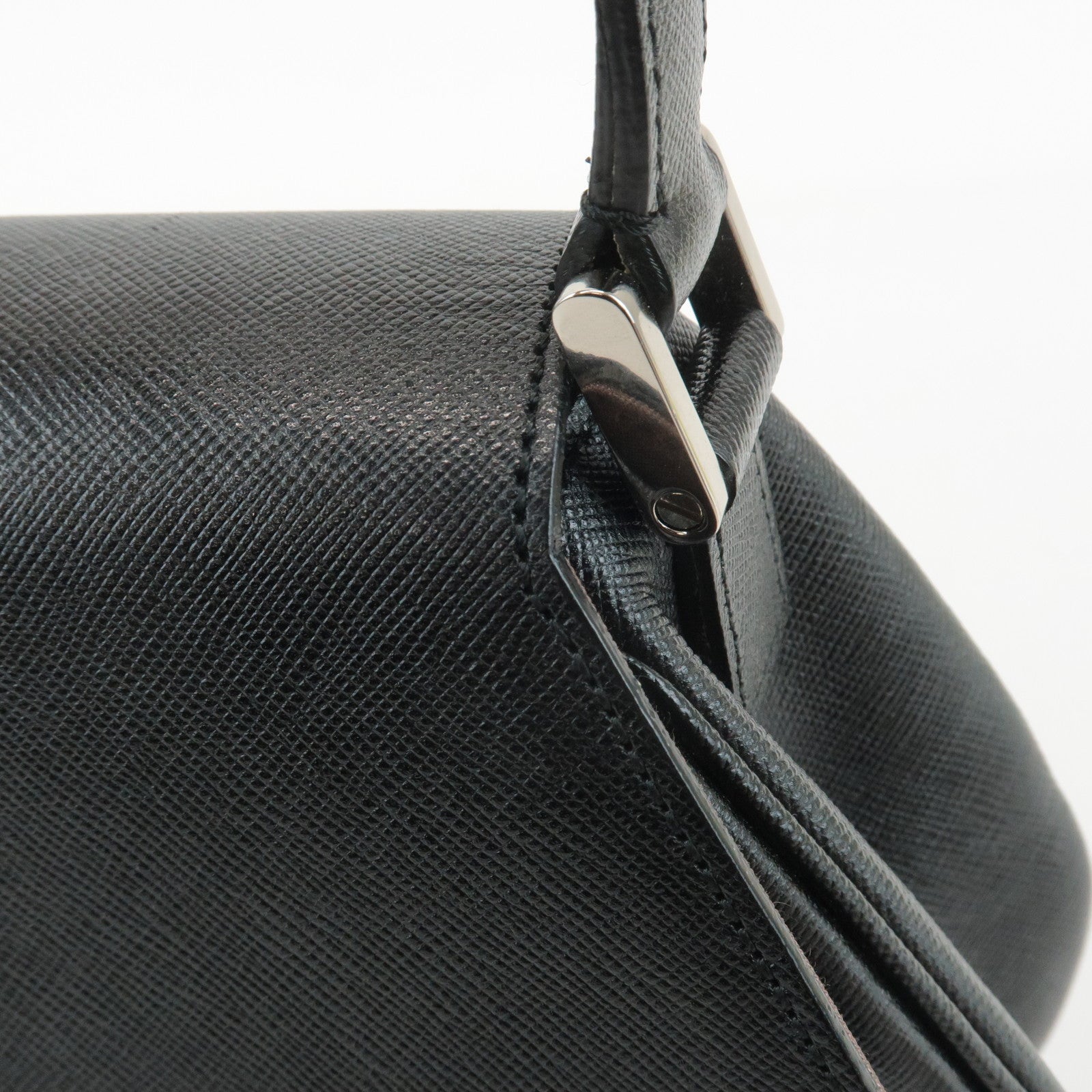 BURBERRY Leather Shoulder Bag Hand Bag Black Silver Hardware