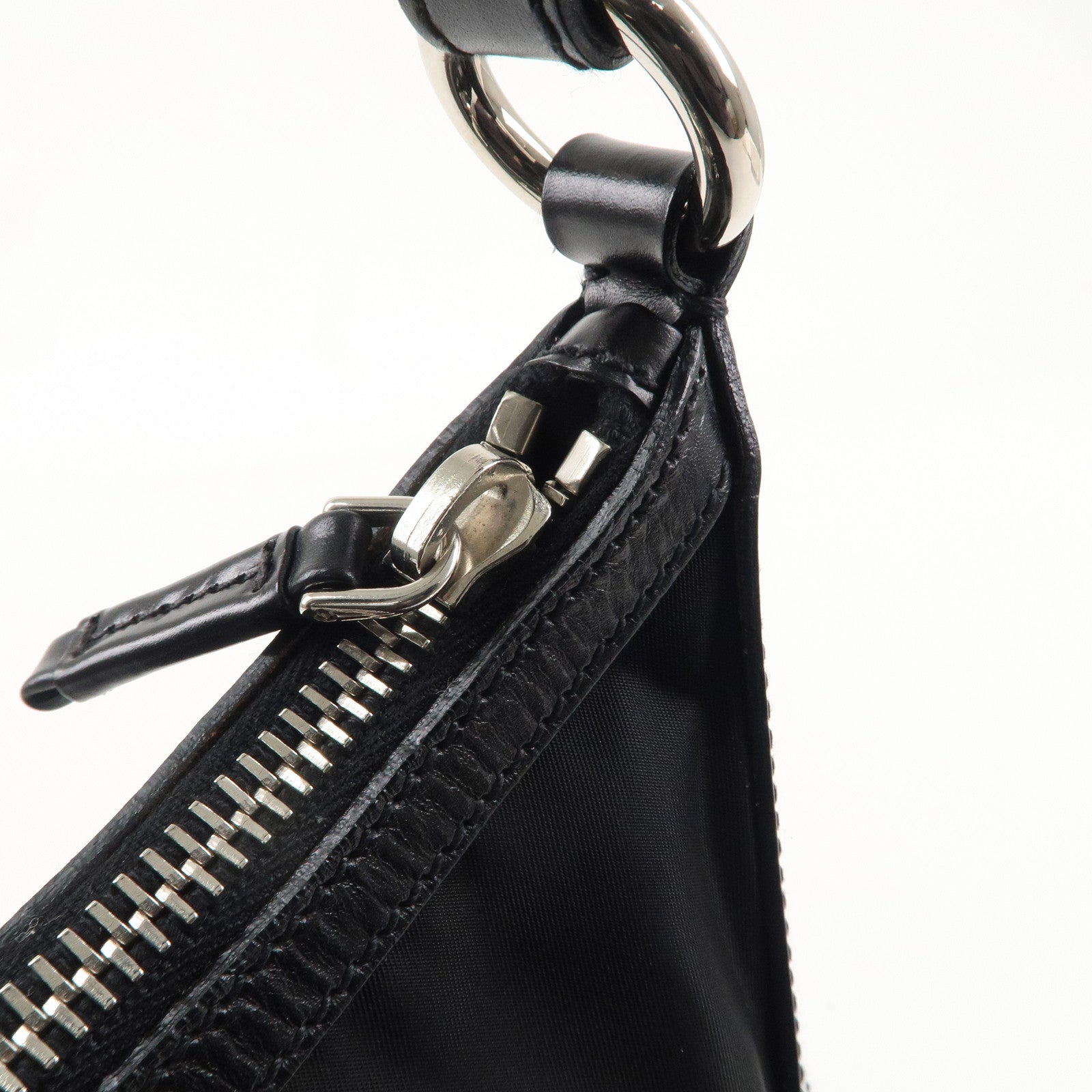 PRADA Nylon Leather One Shoulder Bag NERO Black