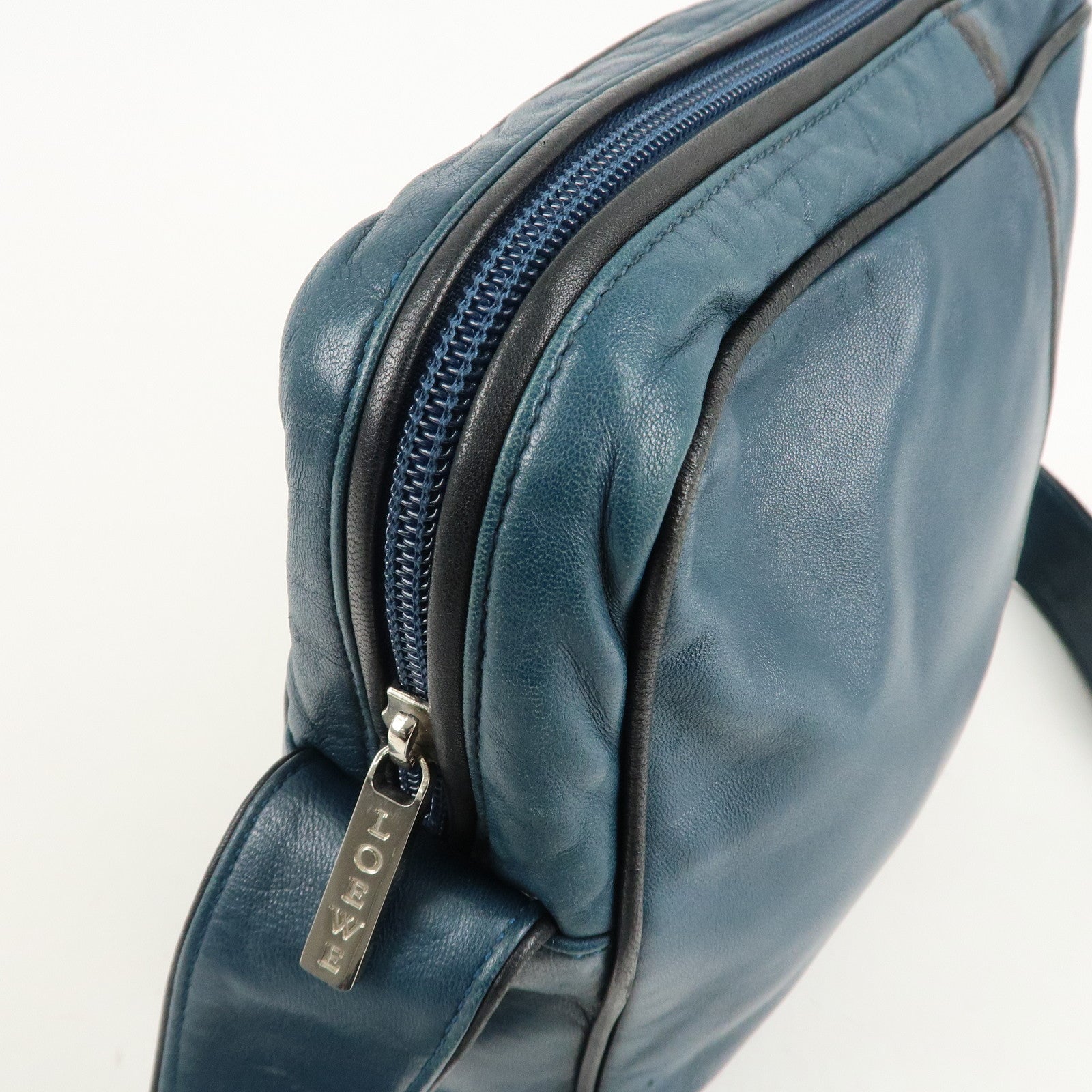 LOEWE Anagram Leather Shoulder Bag  Blue Used