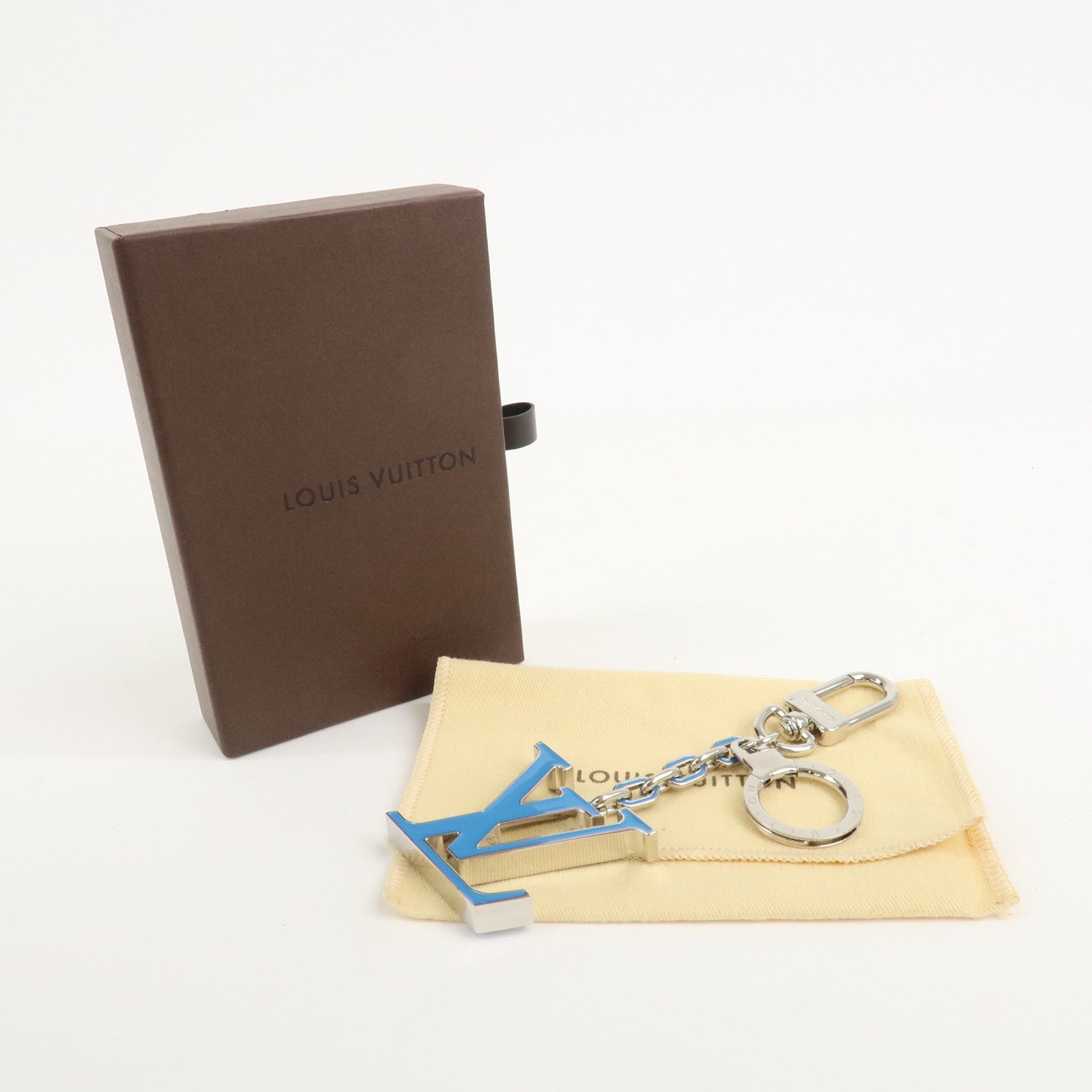 Louis Vuitton Porto Cles Neo LV Soft Key Chain Blue Silver M69303 Used