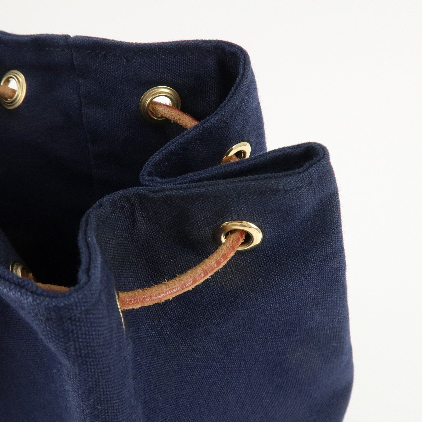 HERMES Canvas Leather Porochon Mimil GM Shoulder Bag Navy