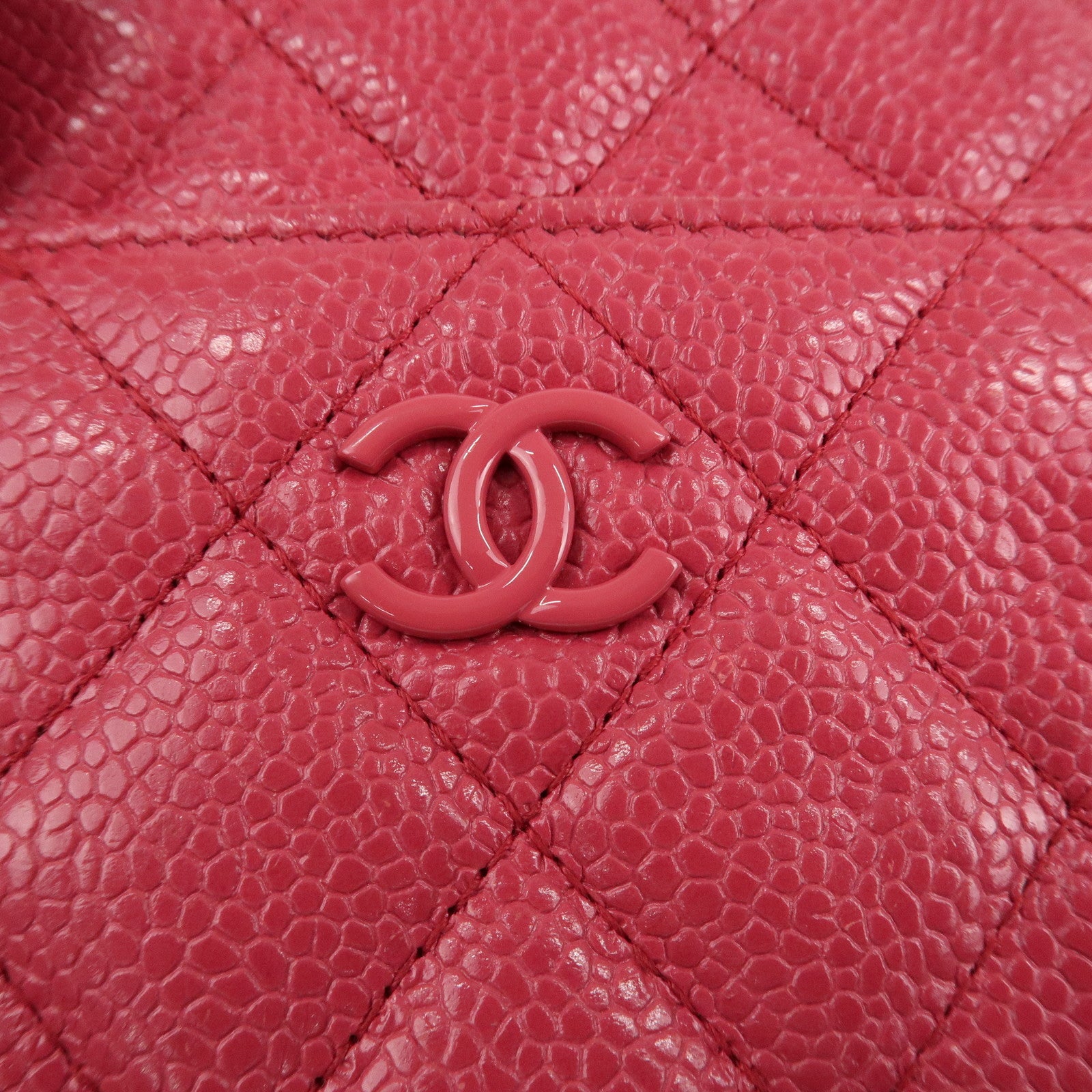 CHANEL Matelasse Caviar Skin Phone 
Card Case Pink AP0225 Used