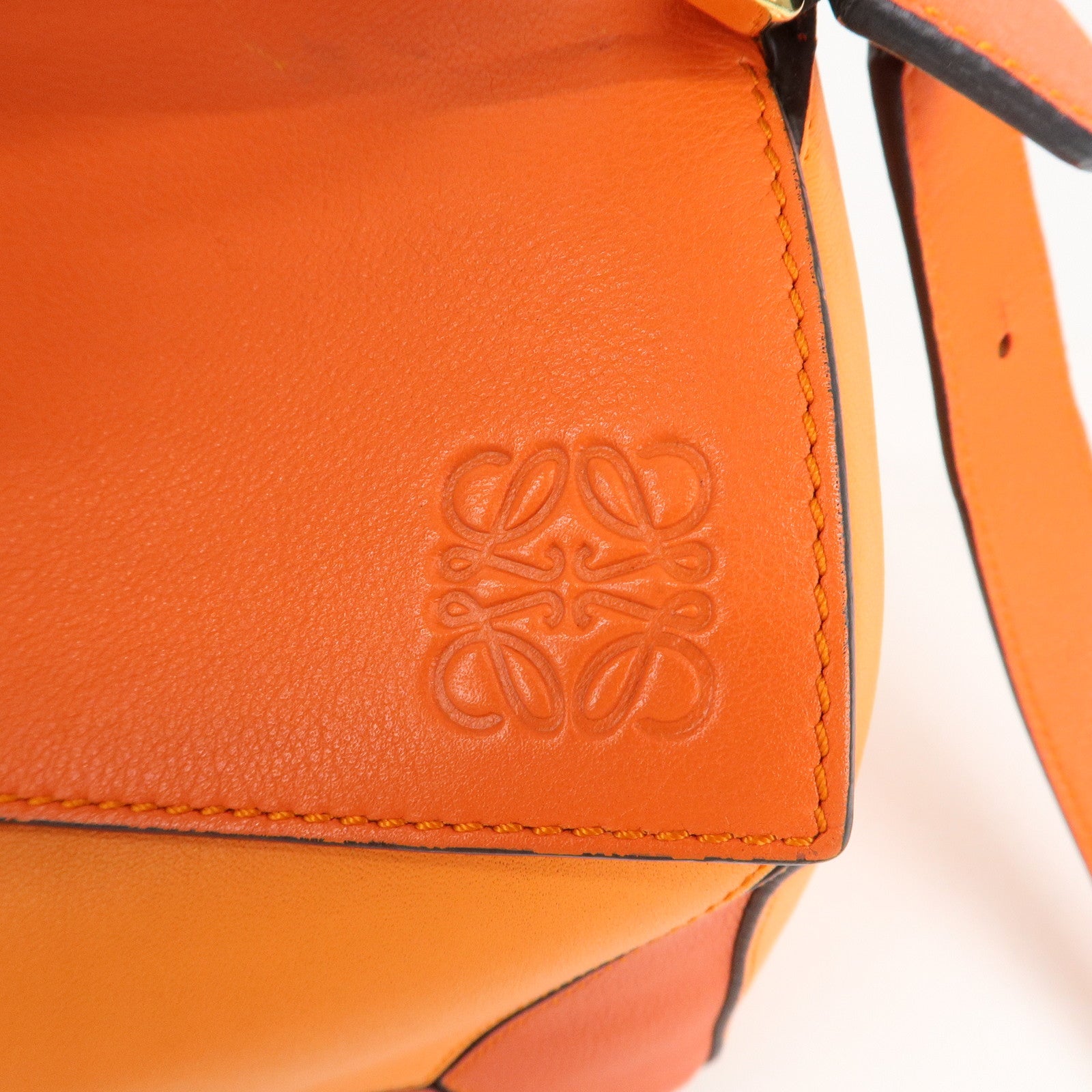 LOEWE Leather Puzzle Bag Medium 2Way Bag Shoulder Bag Orange