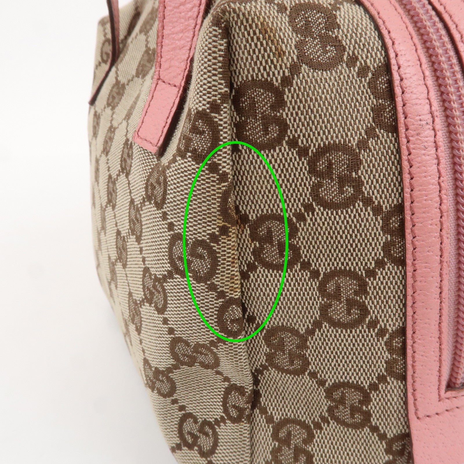 GUCCI GG Monogram Canvas Leather Hand Bag Beige Pink 12542