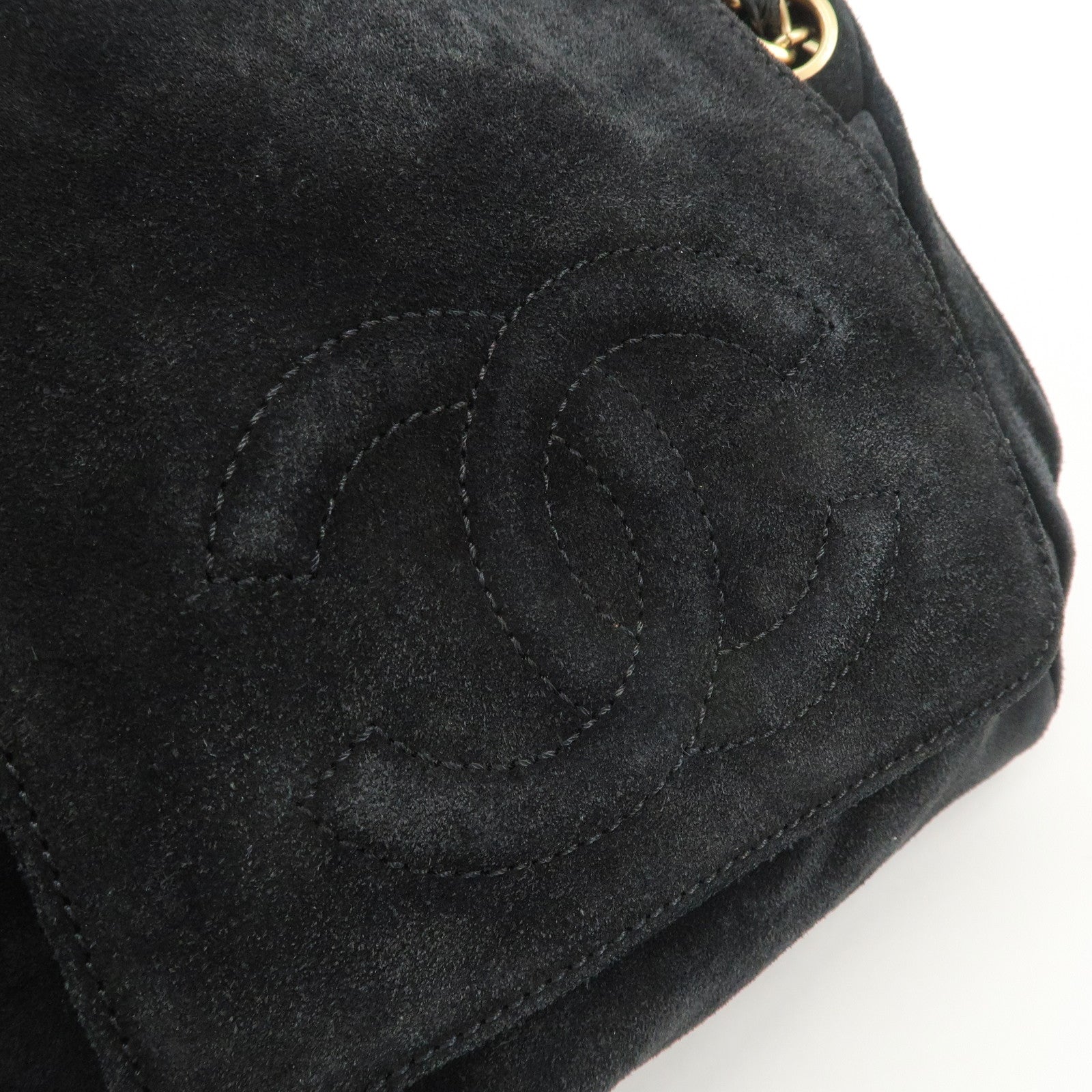 CHANEL Suede Leather Coco Mark Chain Shoulder Bag Hand Bag Used