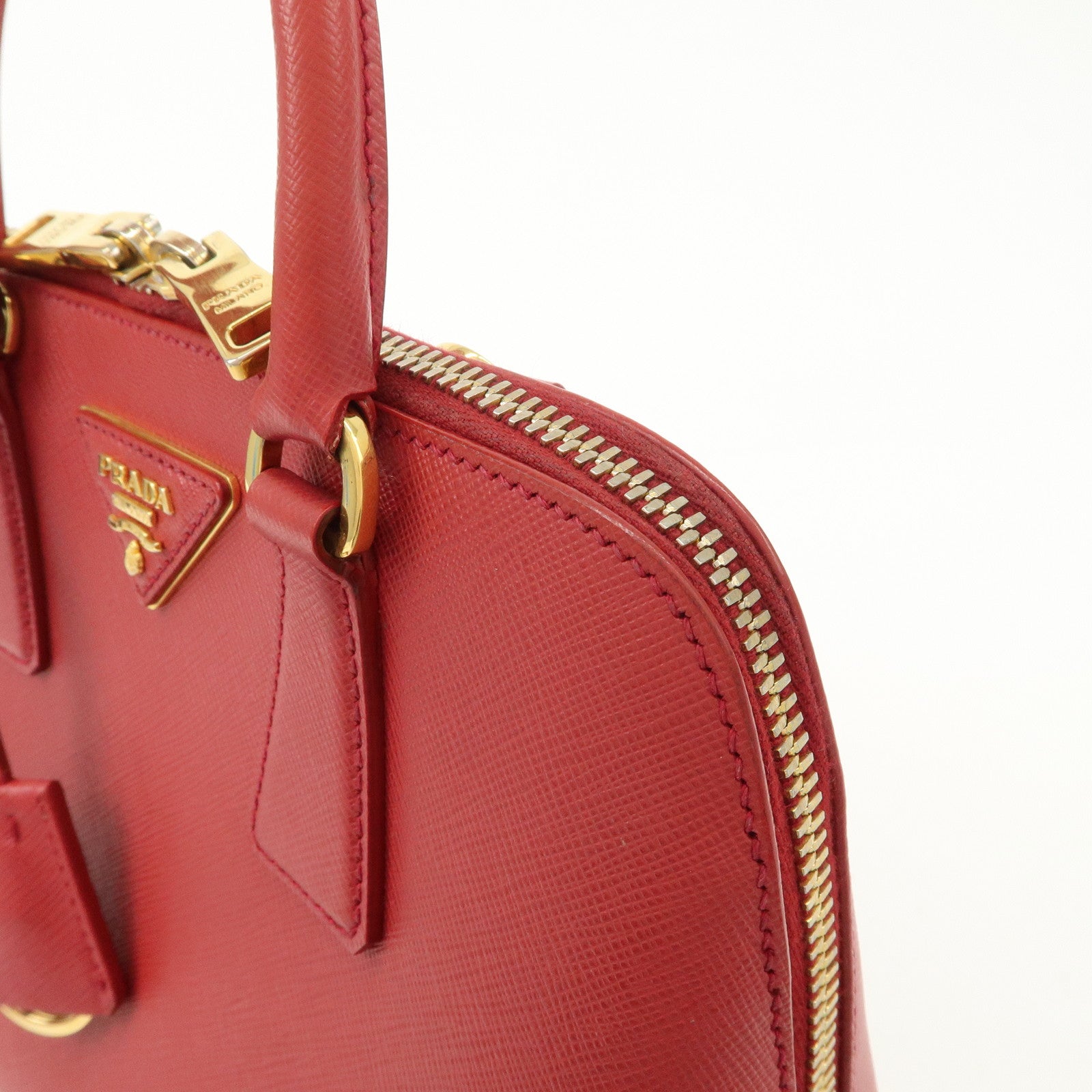 PRADA Promenade Saffiano Leather 2Way Shoulder Bag Red BL0838 Used