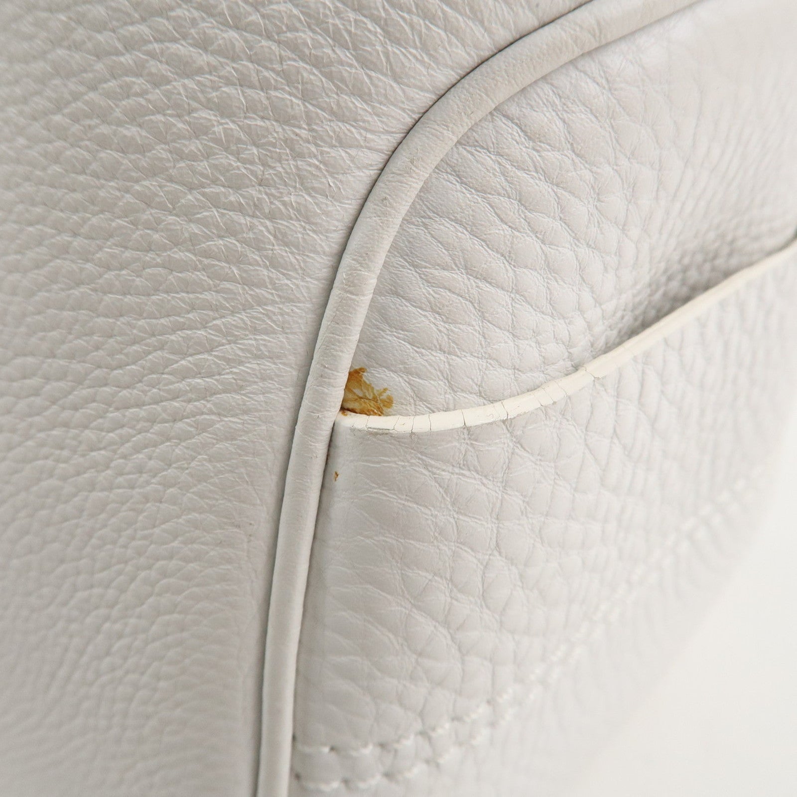 CELINE Leather Triomphe Button Boogie Bag Hand Bag White Used