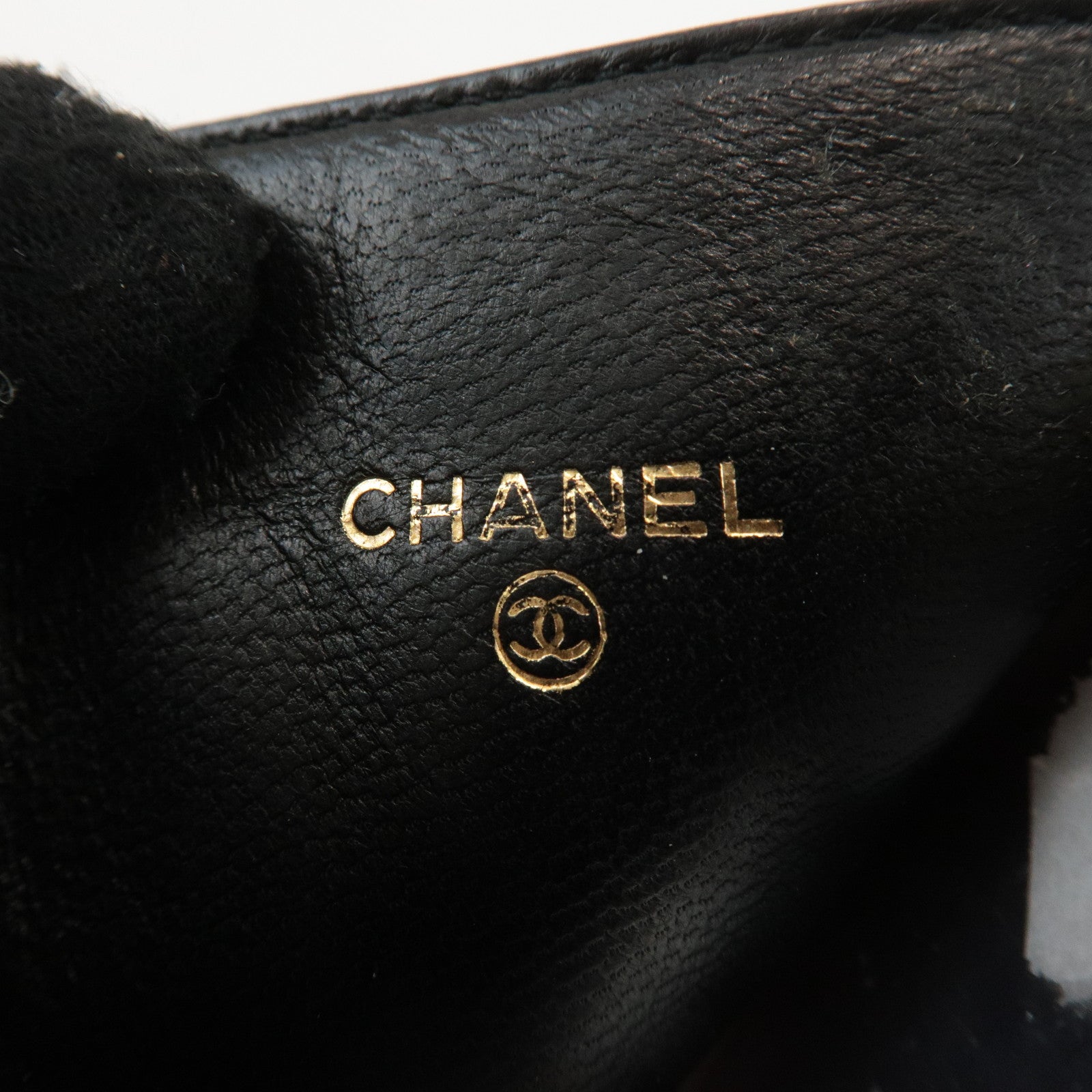 CHANEL Chocolate Bar Lamb Skin Card Case Black