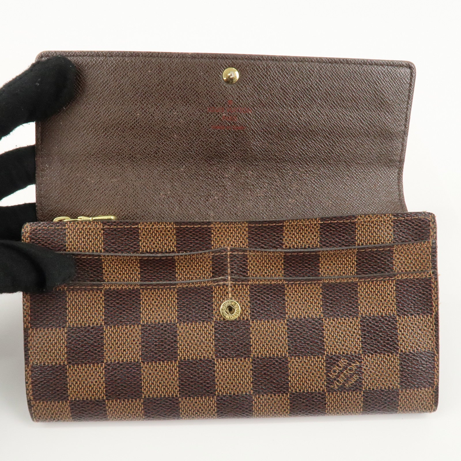 Louis Vuitton Damier Porte Monnaie Credit Long Wallet N61725 Used