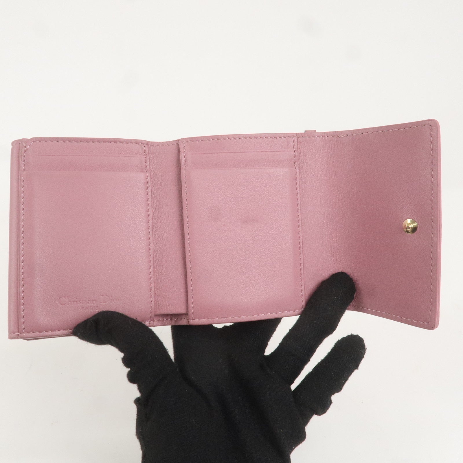 Christian Dior Cannage Leather Lotus Wallet Pink