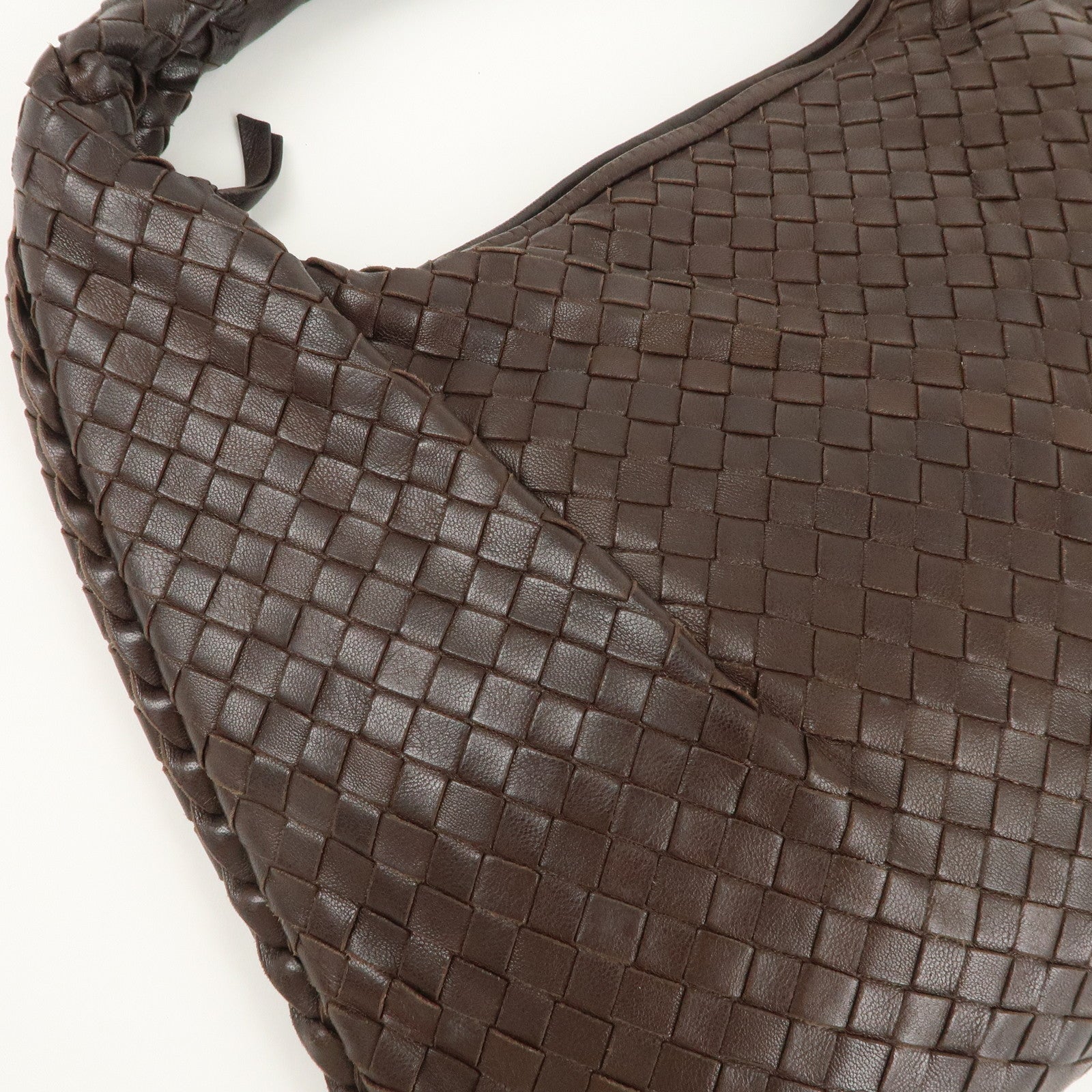 BOTTEGA VENETA Hobo Intrecciato Leather Shoulder Bag Brown 115653