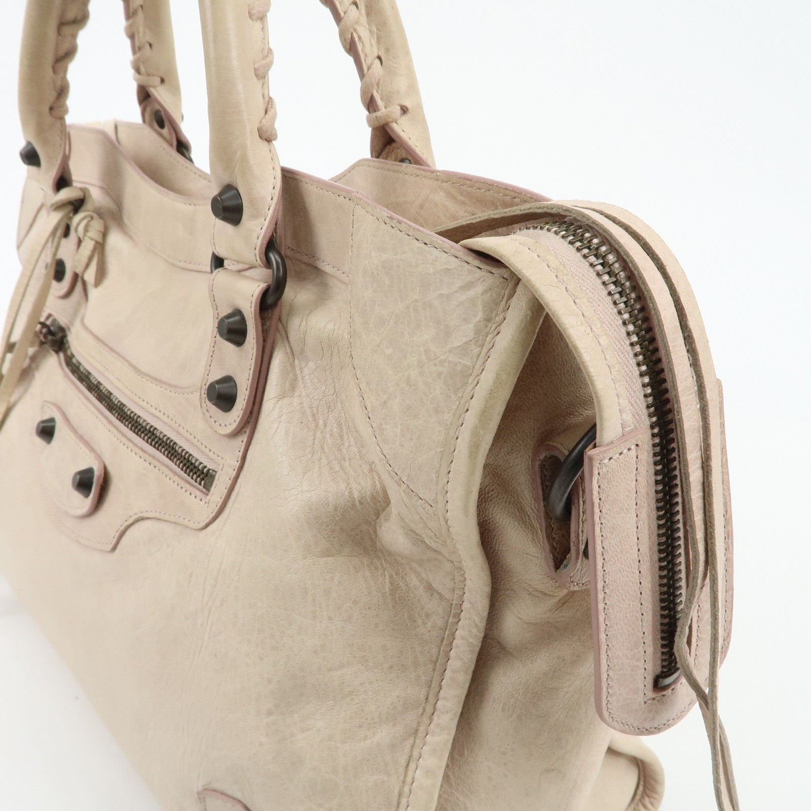 BALENCIAGA The City Leather 2Way Shoulder Bag Beige 115748