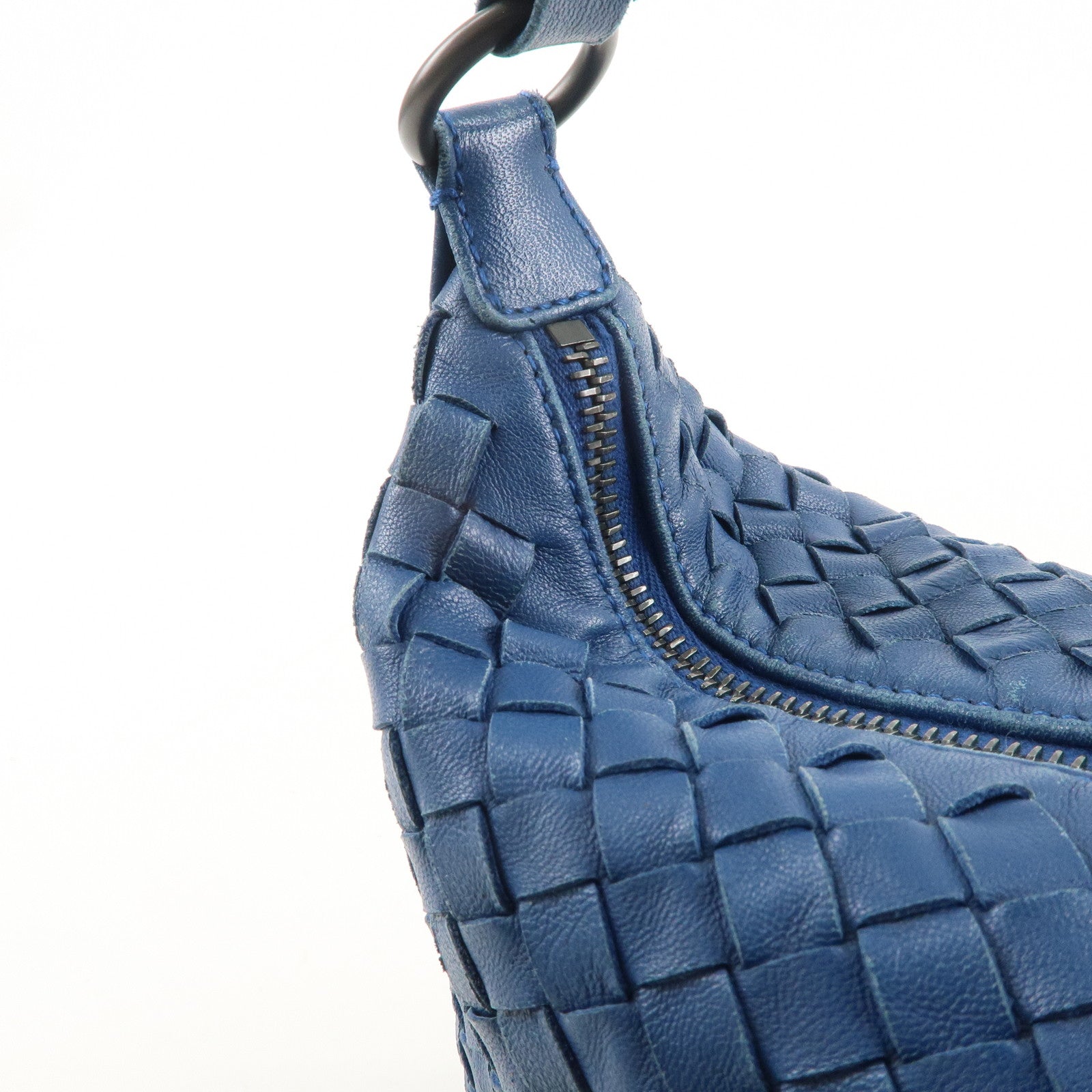 BOTTEGA VENETA Intrecciato Leather Shoulder Bag Blue 239988