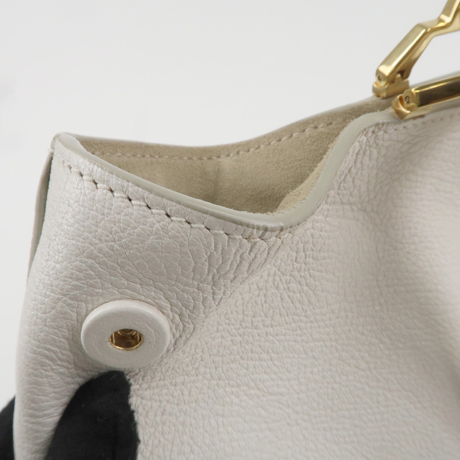 MIU MIU Logo Leather Tote Bag Shoulder Bag White 5BG002