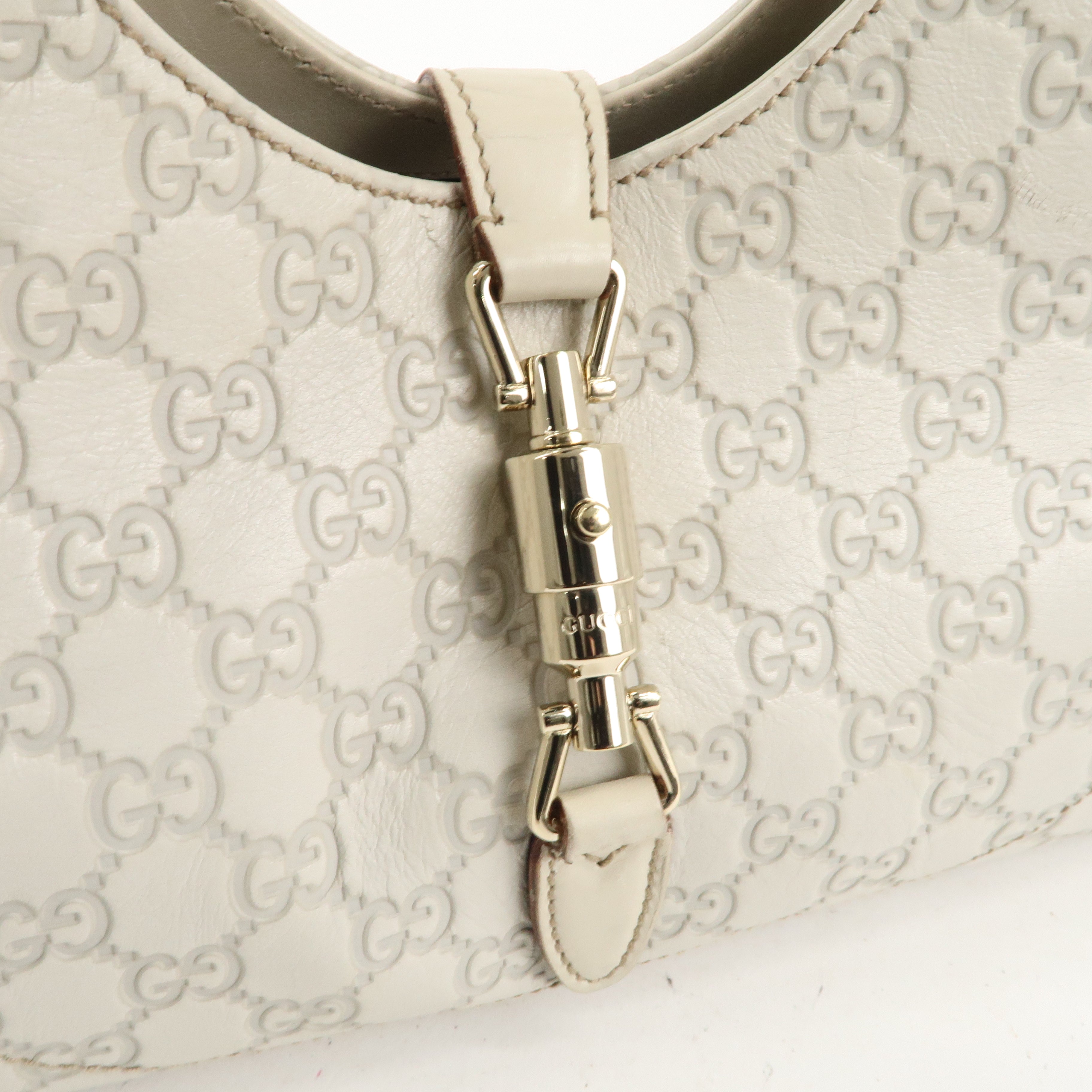 GUCCI New Jackie Guccissima Leather Shoulder Bag Ivory 145819