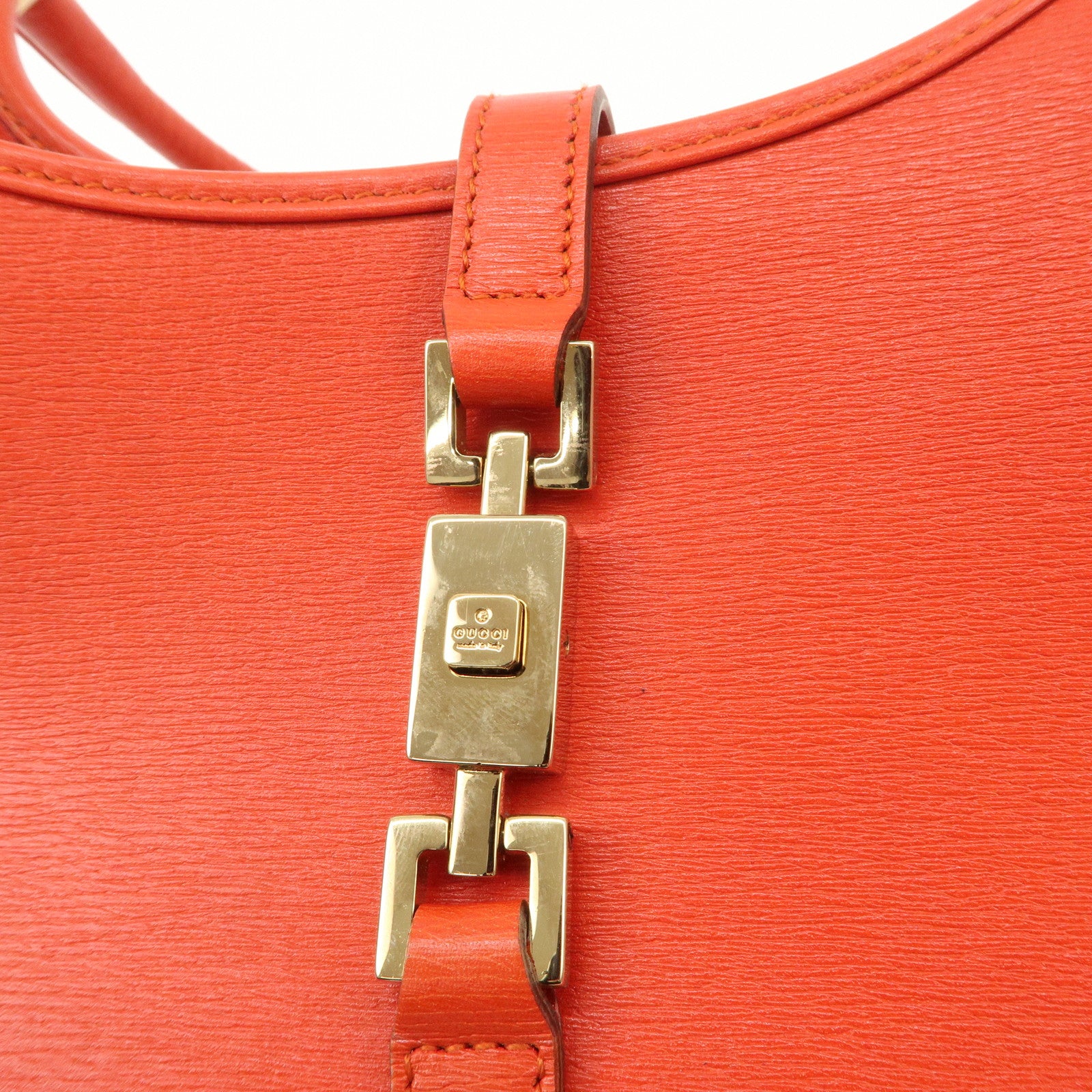 GUCCI Jackie Leather Hand Bag Shoulder Bag Red 002.1068 Used