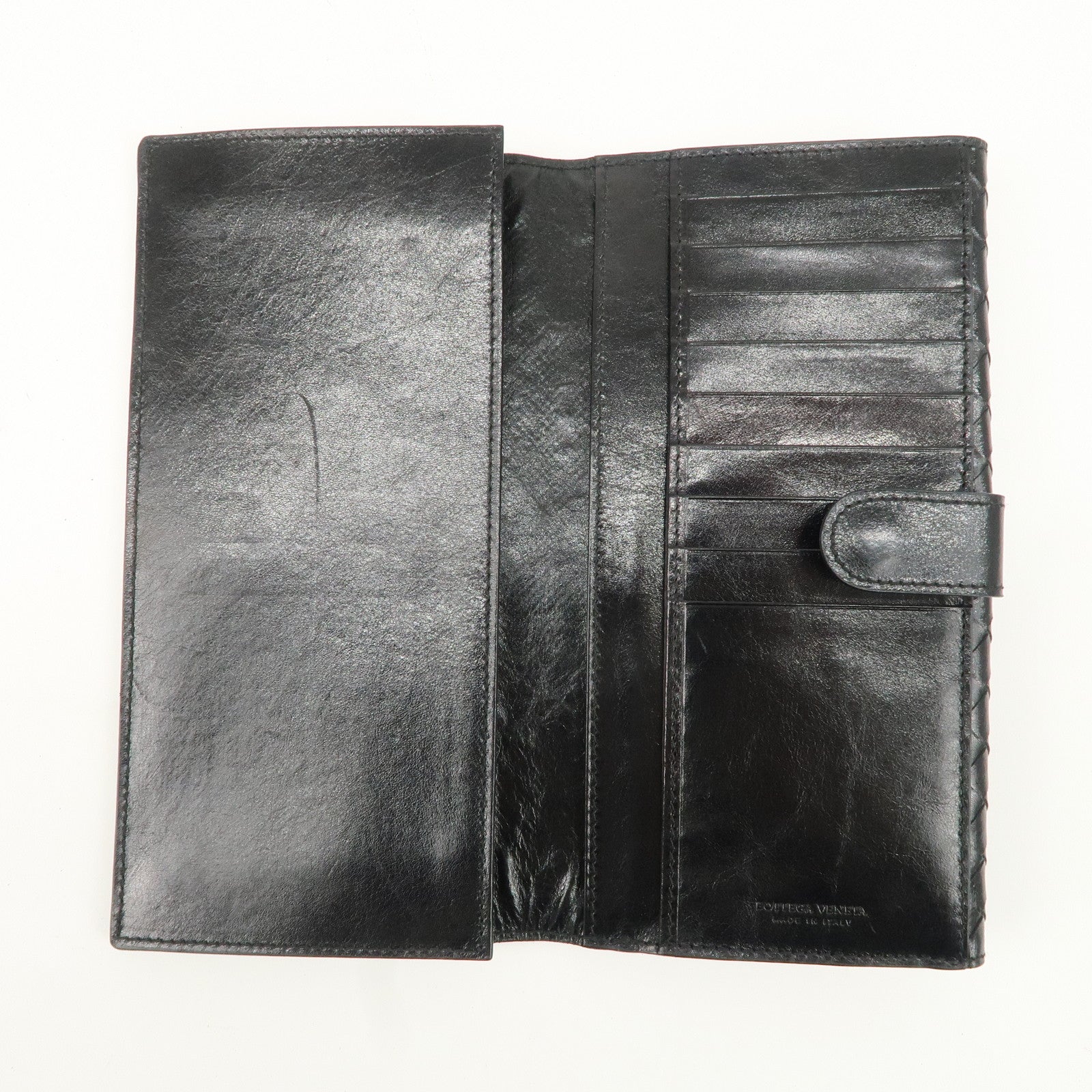 BOTTEGA VENETA Intrecciato Leather W Hook Bifold Wallet Black