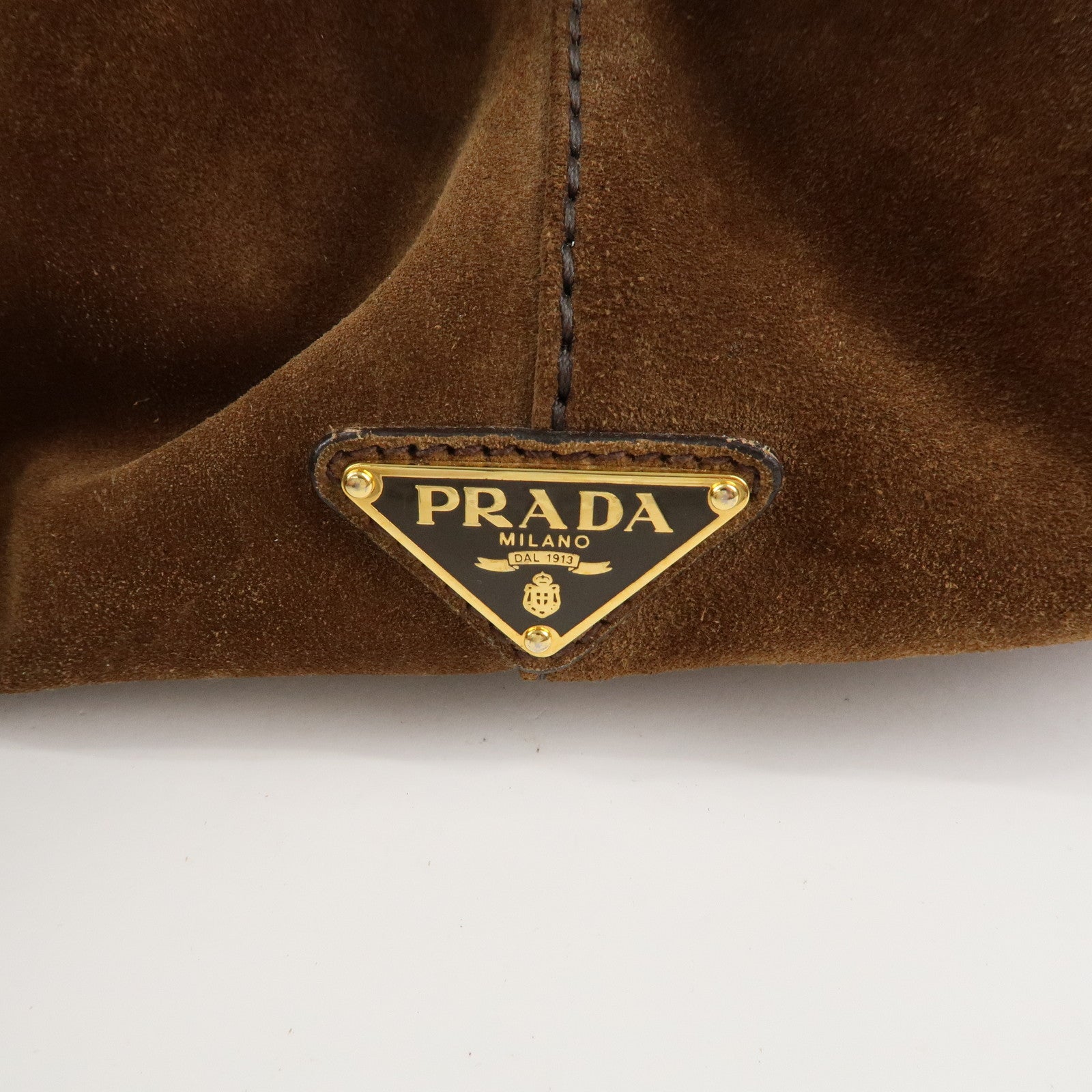 PRADA Suede Canapa Large Canvas Tote Hand Bag Brown BN1872