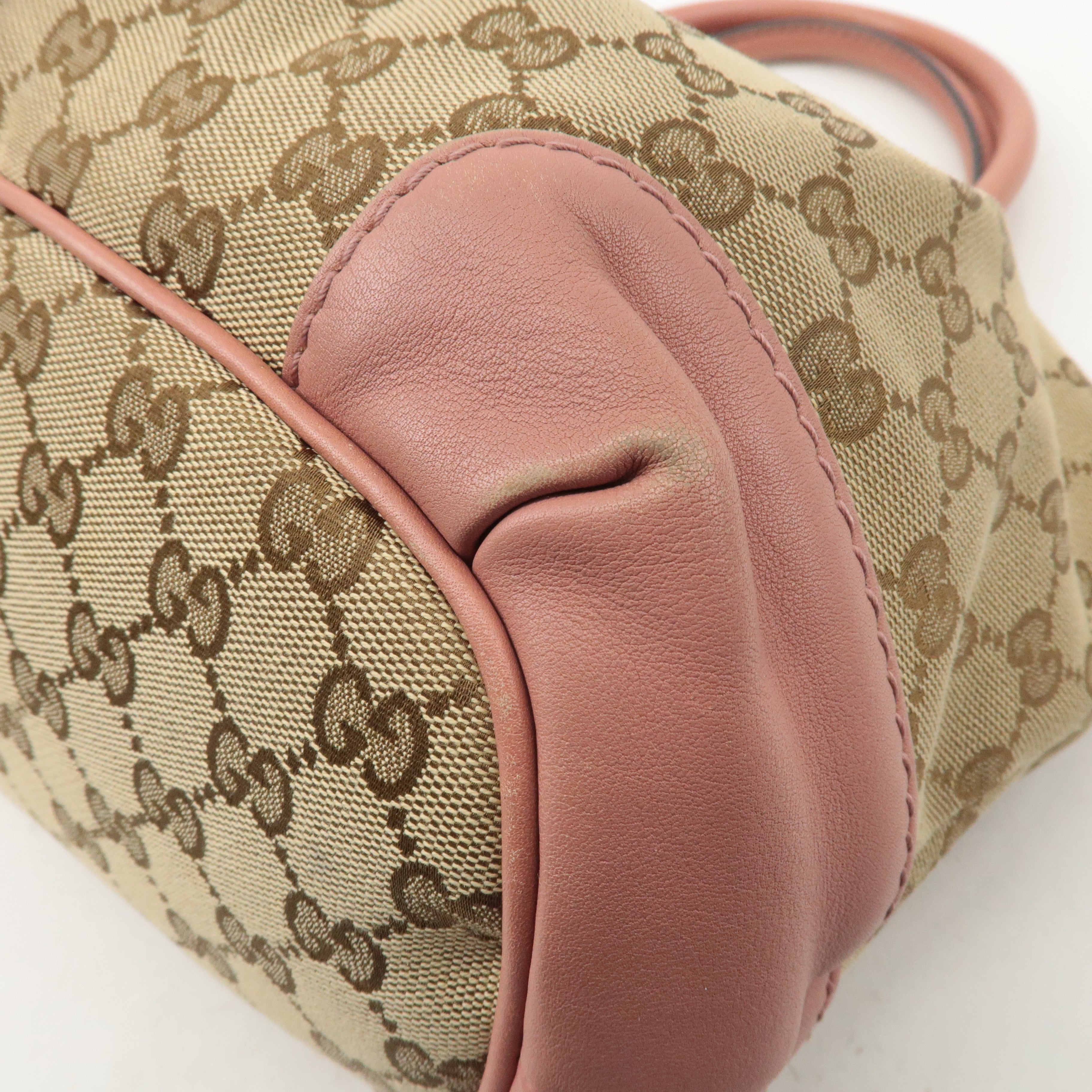 GUCCI Sukey GG Canvas Leather 2Way Shoulder Bag Pink Beige 247902