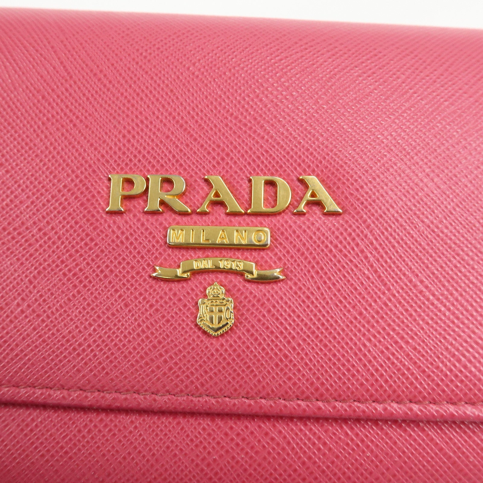 PRADA Saffiano Metal Chain Wallet Shoulder Bag Pink 1DH002