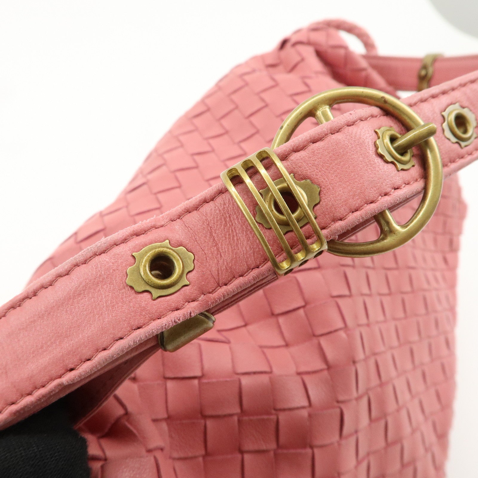 BOTTEGA VENETA Intrecciato Leather Shoulder Bag Pink 162117