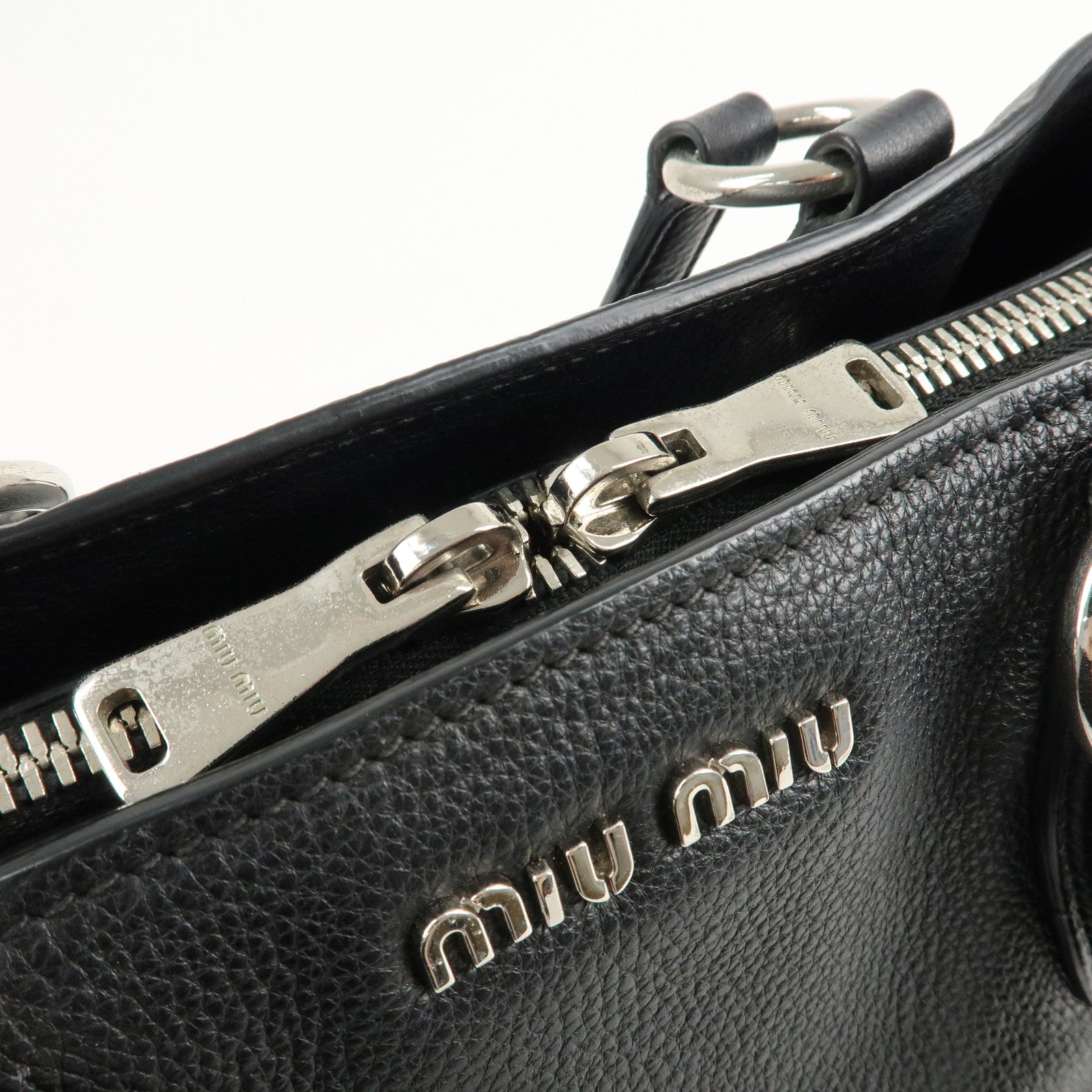 MIU MIU Leather 2Way Bag Shoulder Bag Hand Bag Black RR2014