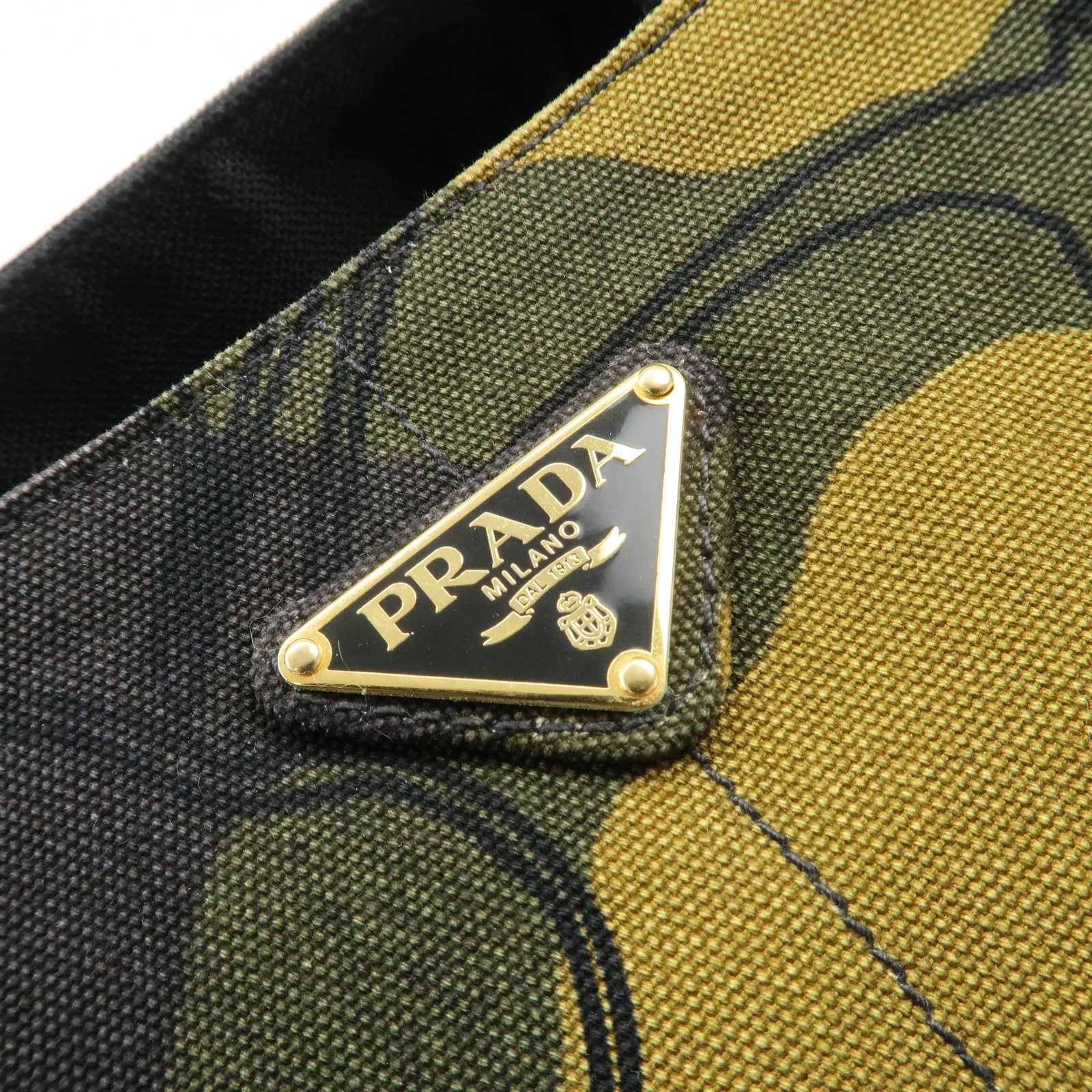 PRADA Logo Canapa Large Canvas Tote Hand Bag Camouflage BN1872 Used