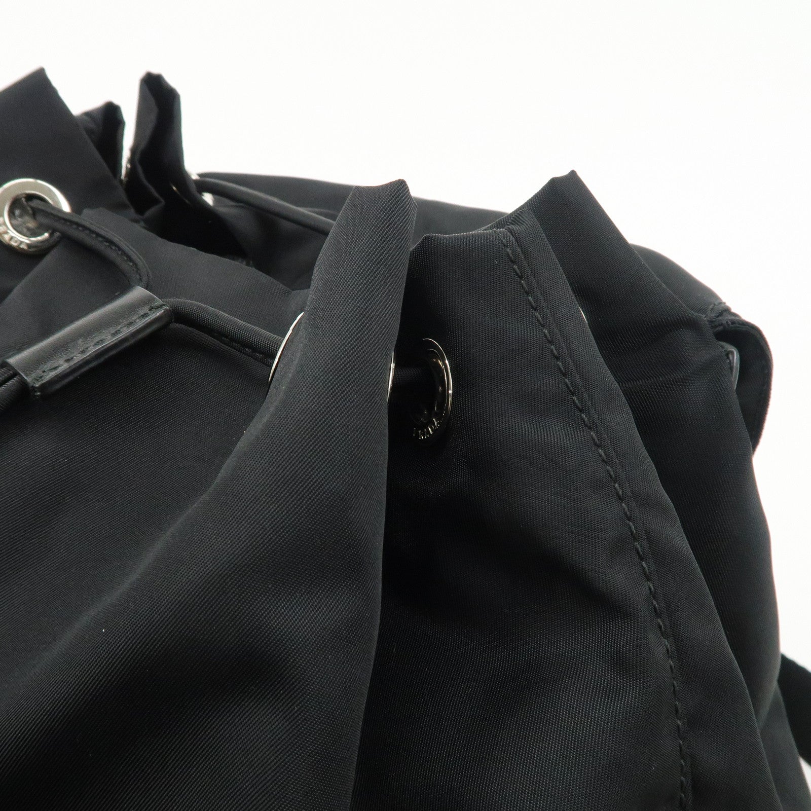 PRADA Logo Nylon Leather Backpack Ruck Sack NERO Black BZ2811