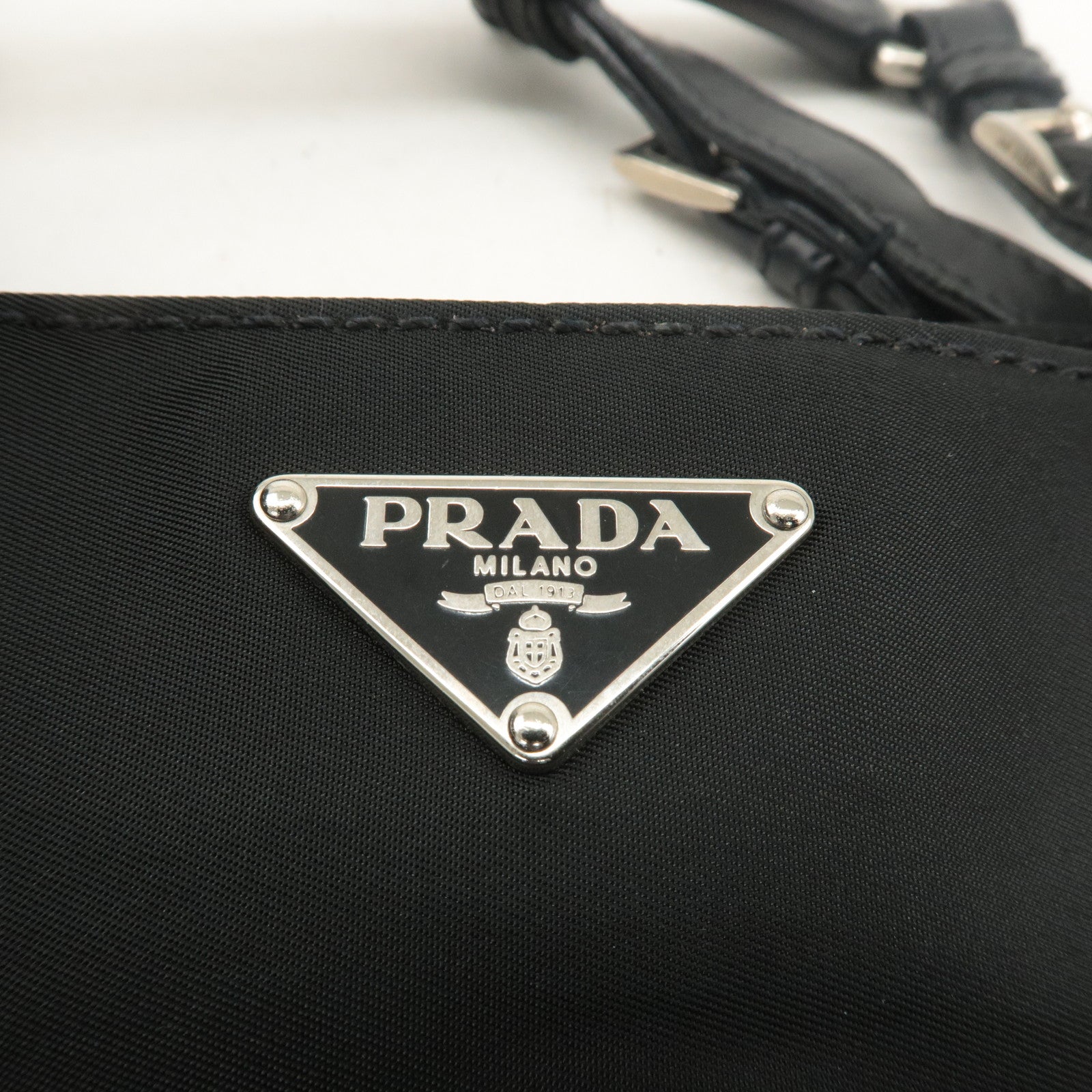 PRADA Nylon Leather Tote Bag Hand Bag Black BR2166