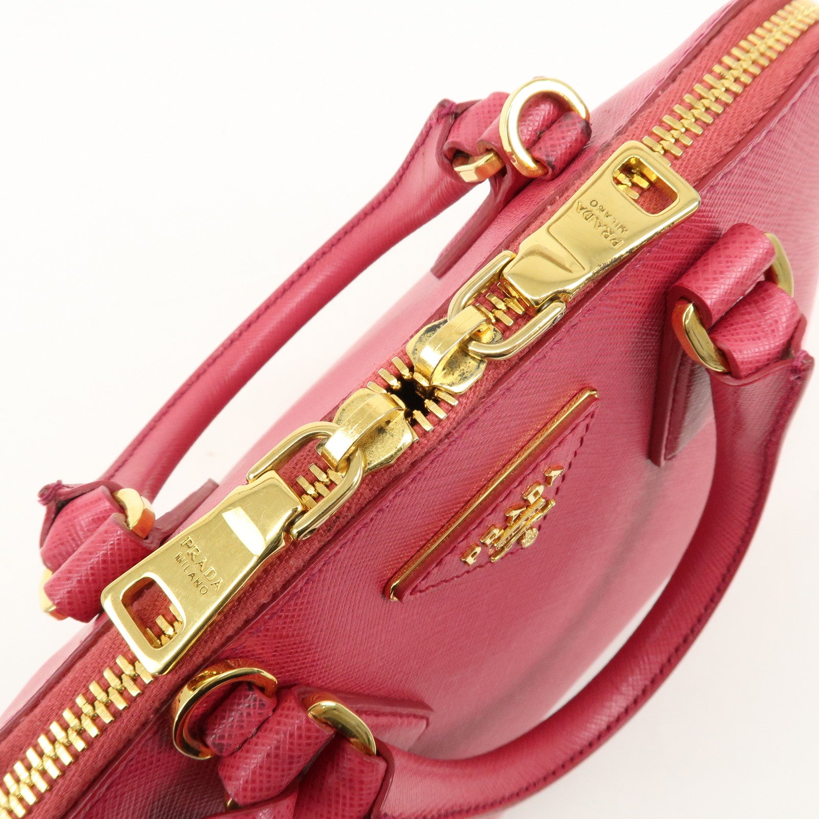 PRADA Logo Leather 2Way Hand Bag Shoulder Bag Pink BL0838