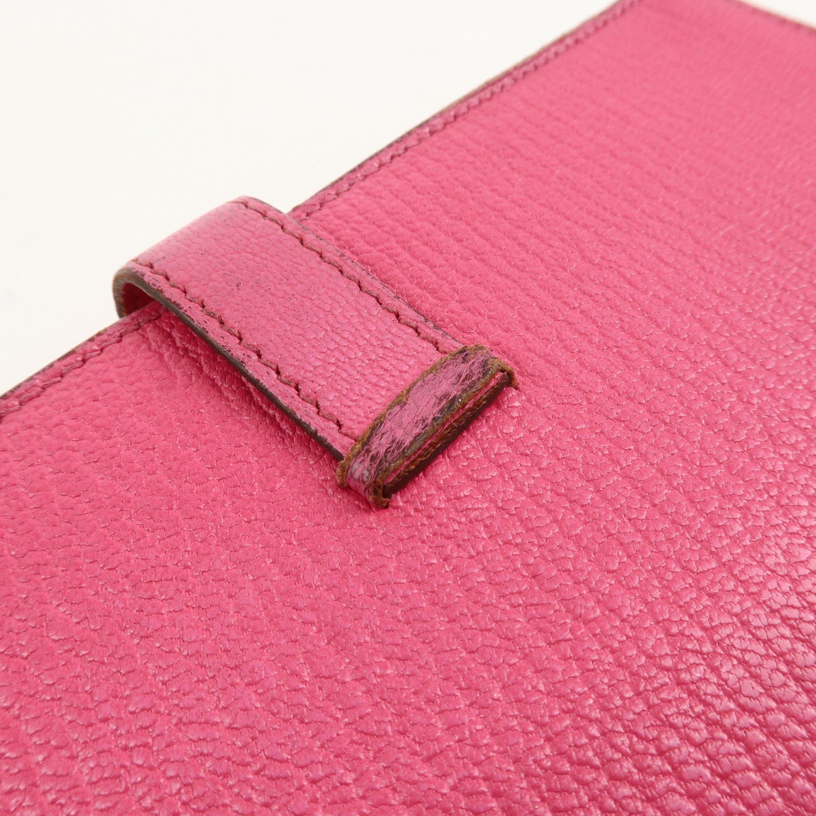 HERMES Leather Bearn Soufflet N engraved (around 2010) Wallet Pink