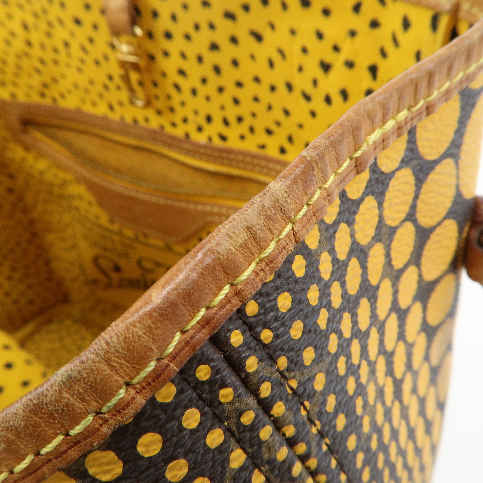 Louis Vuitton Yellow Pumpkin Dots Yayoi Kusama Neverfull MM M40685 Used