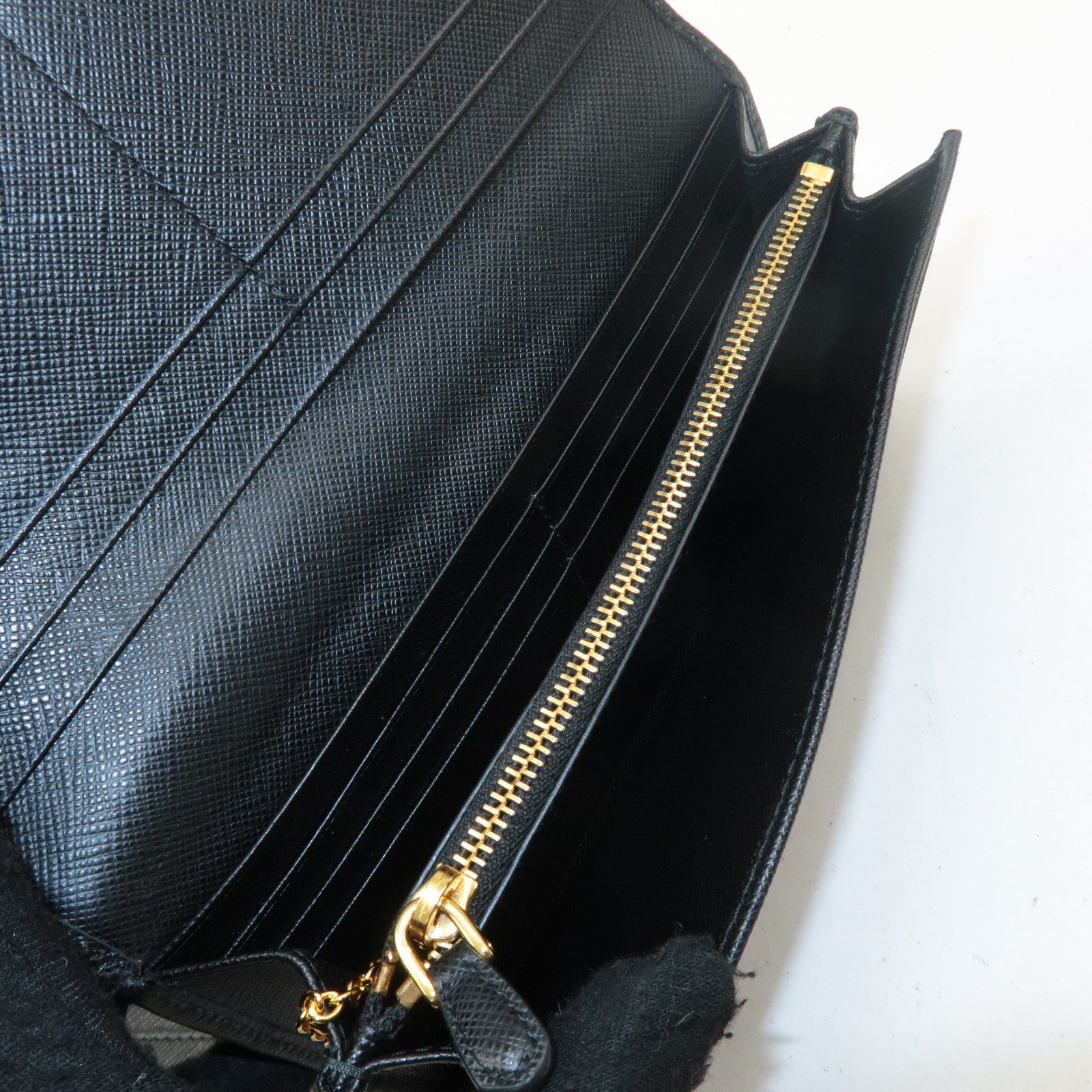 PRADA Saffiano Leather Bi-fold Long Wallet Black 1MH132