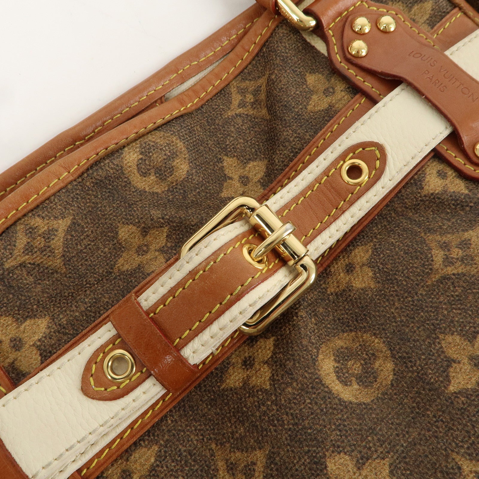 Louis Vuitton Monogram Tisse Sac Rayures PM Tote Hand Bag M56386