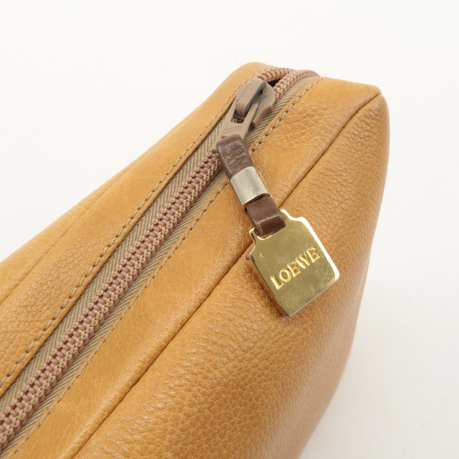 LOEWE Anagram Leather Shoulder Bag Crosbody Bag Beige Brown