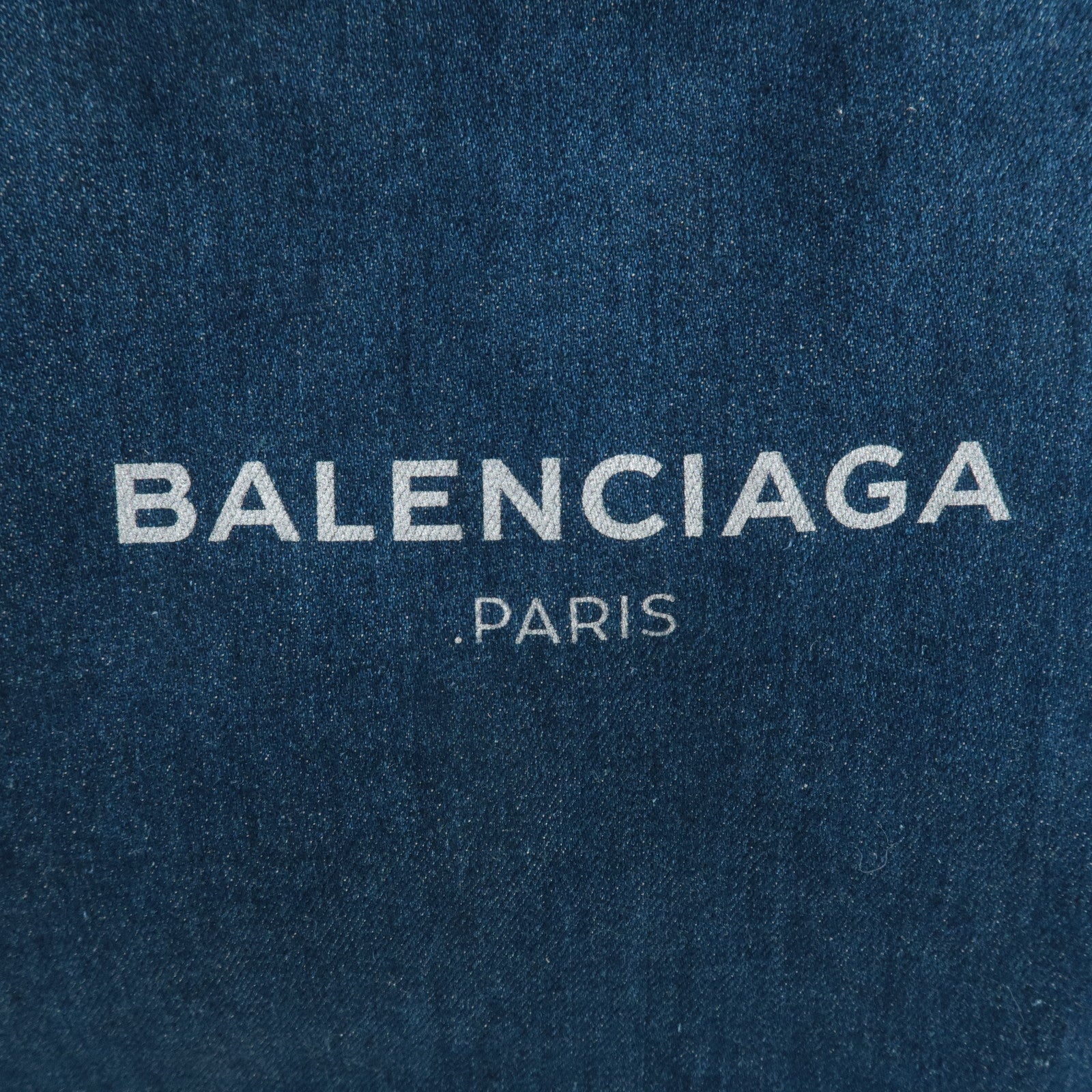 BALENCIAGA Denim Leather Navy Cabas MM Tote Hand Bag Blue 339936